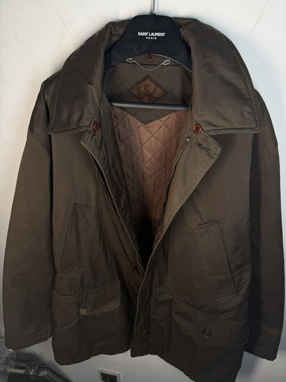 Yves Saint Laurent 90s Warm YSL Jacket Brown Autumn Parka Classic Zip Up Size US XL / EU 56 / 4 - 24 Thumbnail