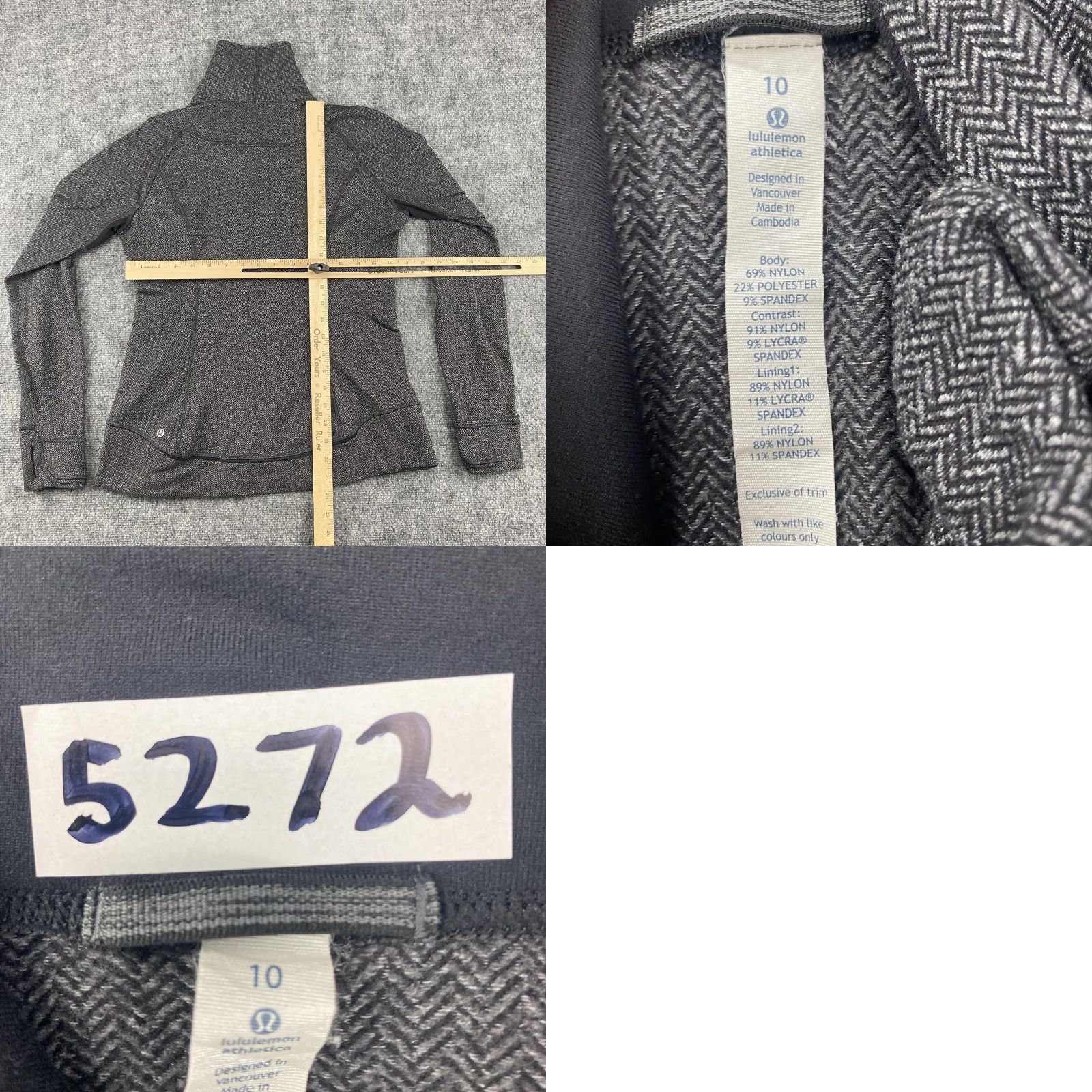 Lululemon Lululemon Sweatshirt Jacket Womens 10 Gray Black Herringbone Zip Up Athletica 1/2 Zip Running Yoga Training Size L / US 10 / IT 46 - 8 Thumbnail