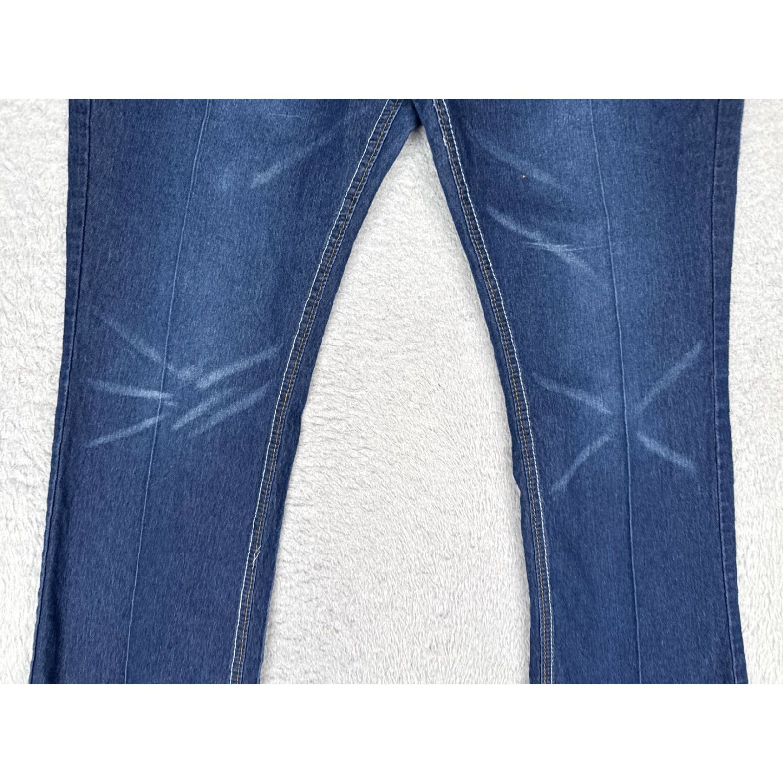 Denime Bootcut Jeans Womens L Blue Wash Mid Rise Stretch Denim Embroidered 30x29 90s Size 36" / US 14 / IT 50 - 3 Thumbnail