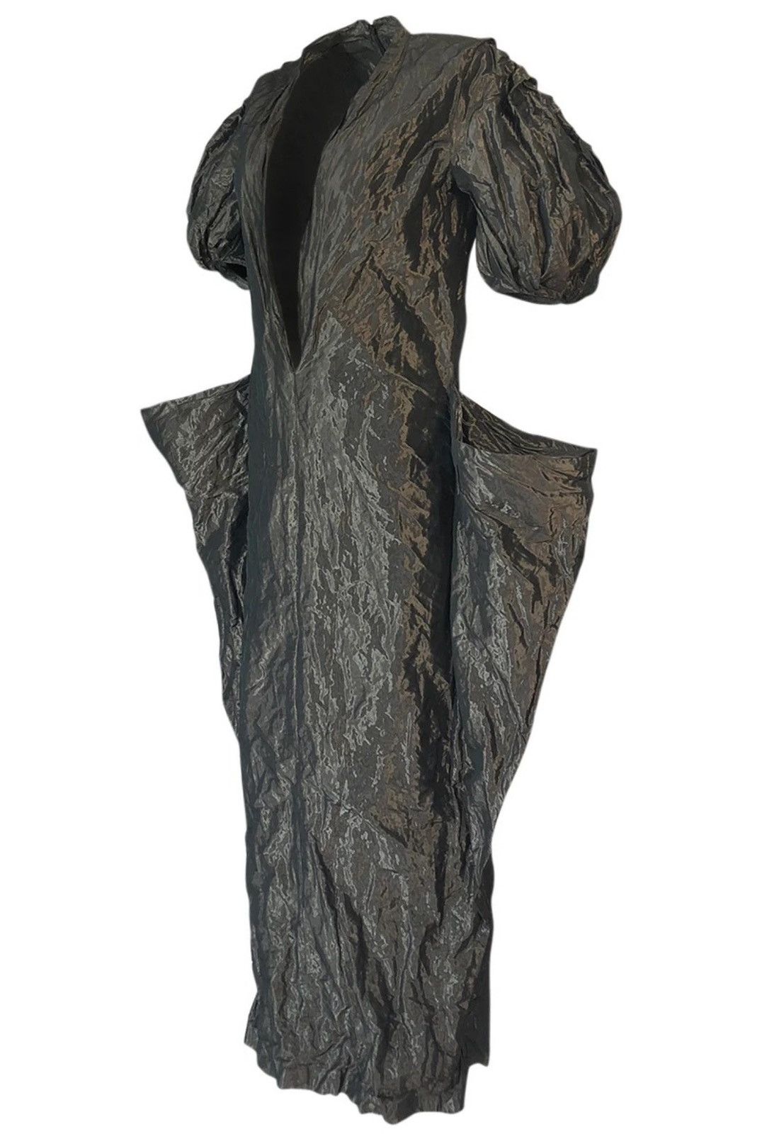 Krizia × Vintage Krizia 1982 Deep Plunging Taffeta Gown Size M / US 6-8 / IT 42-44 - 3 Thumbnail