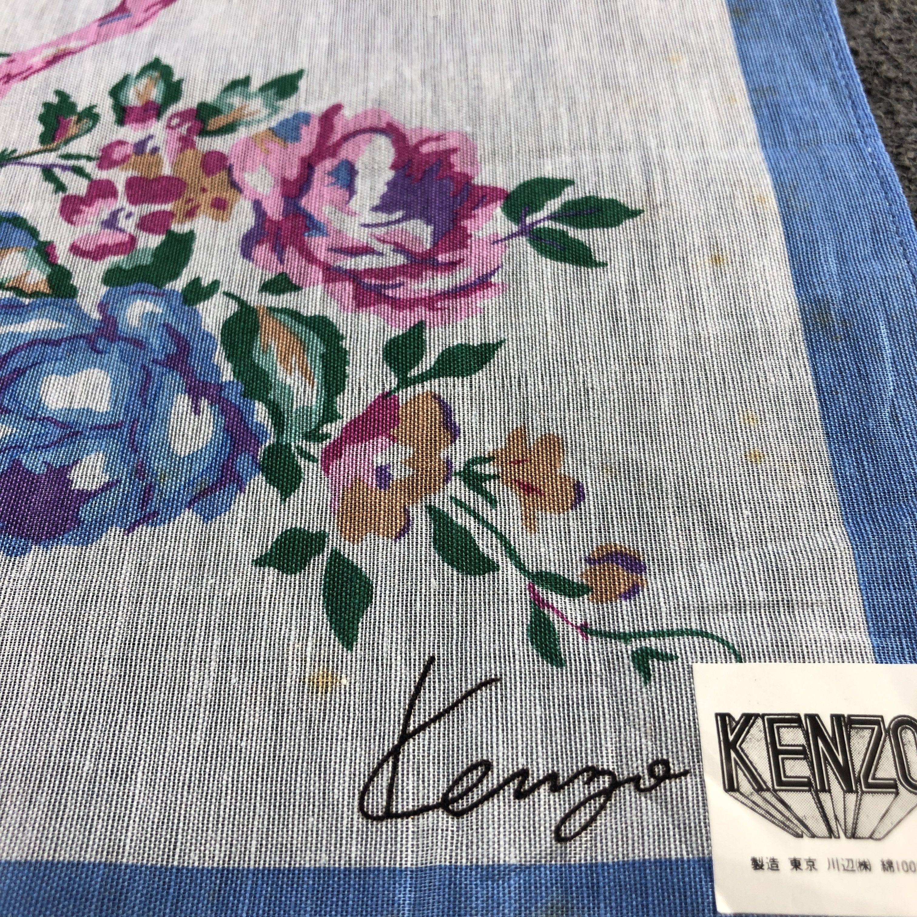 Kenzo × Vintage Kenzo Floral Handkerchief Neckerchief Bandana H2492 Size ONE SIZE - 5 Thumbnail