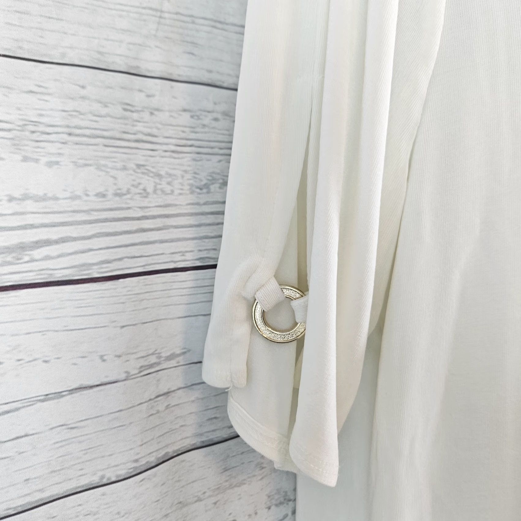 Vintage Chico's Travelers Blouse Shirt Womens Top M Ivory Half Sleeves Pullover Solid Knit Spandex Acetate Casual Travel Basic Vintage No Size M / US 6-8 / IT 42-44 - 3 Thumbnail