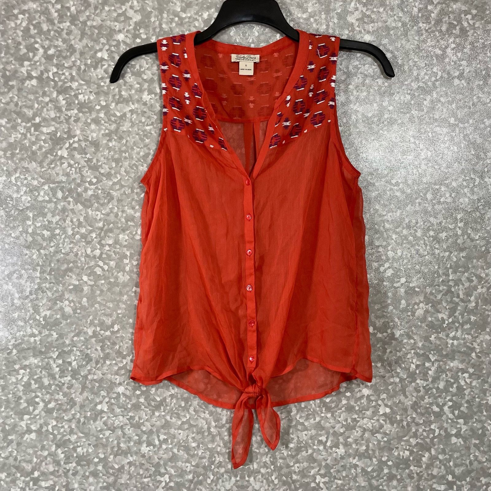 Lucky Brand Lucky Brand Orange Sheer Embroidered Button Up Shirt - Small Size S / US 4 / IT 40 - 1 Thumbnail