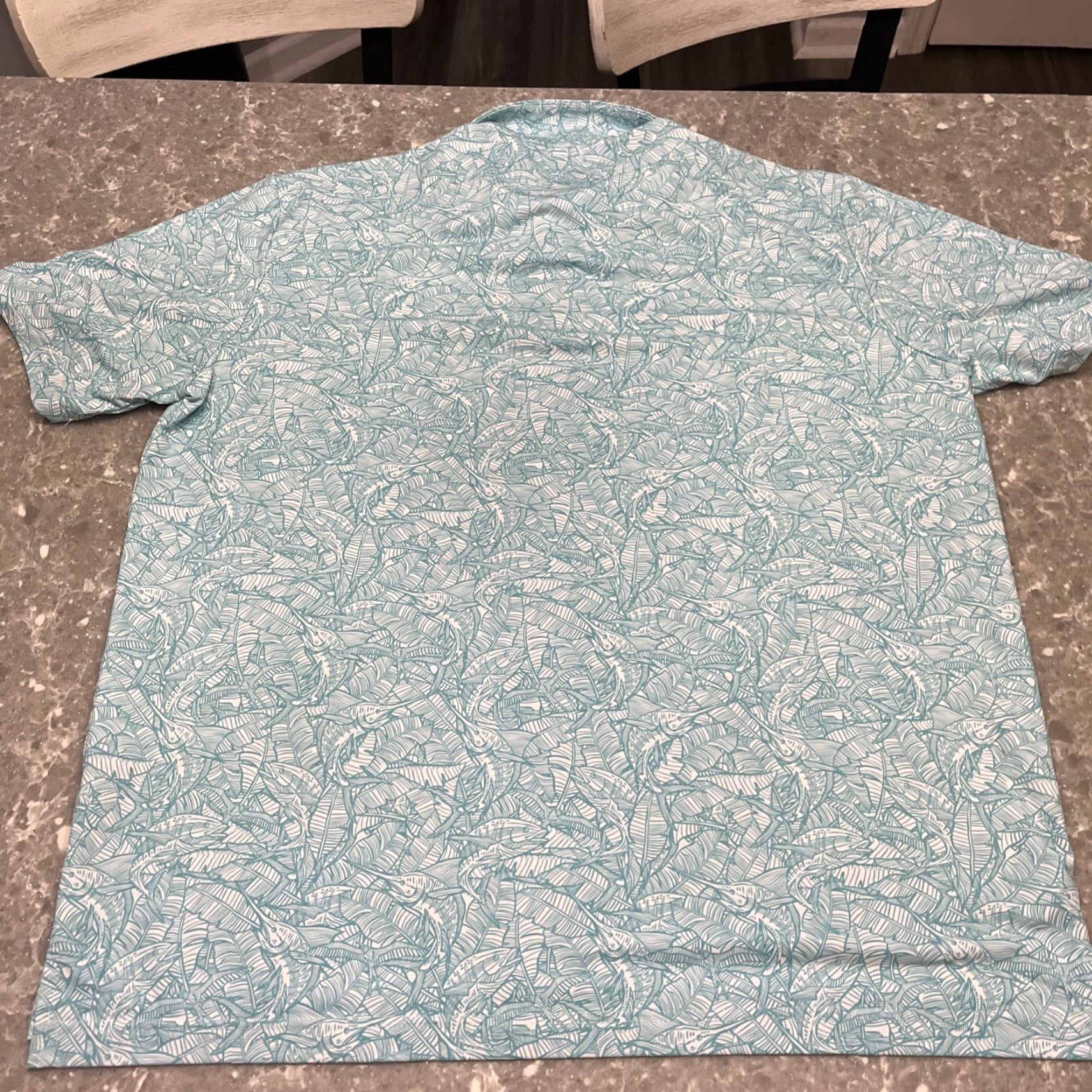 Vintage Scales Polo Shirt Mens XL Teal AOP Printed Golf Performance Stretch Shirt Size US XL / EU 56 / 4 - 7 Thumbnail