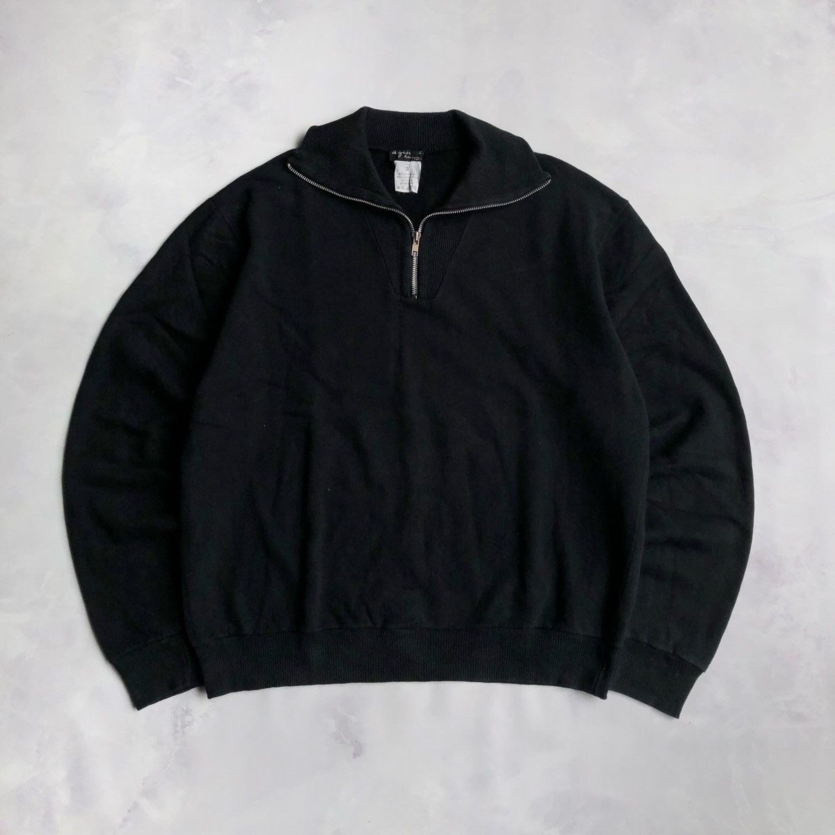 image of VTG Agnes B Homme Paris Halfzip Sweatshirt in Black, Men's (Size XL)