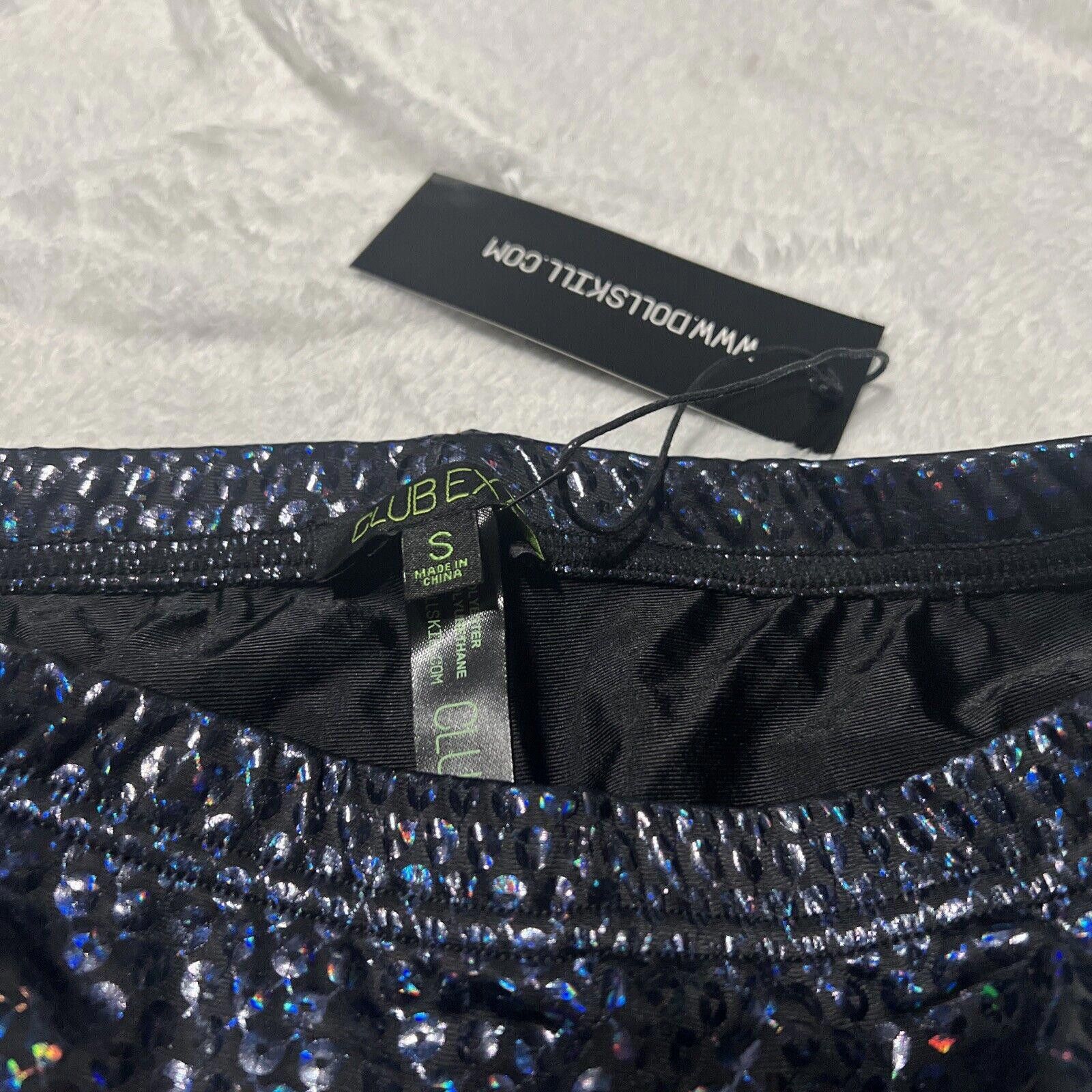 Other Sparkly Rave Wicked Wonderland Lace Up Mini Skirt Club Exx Size 28" / US 6 / IT 42 - 4 Thumbnail