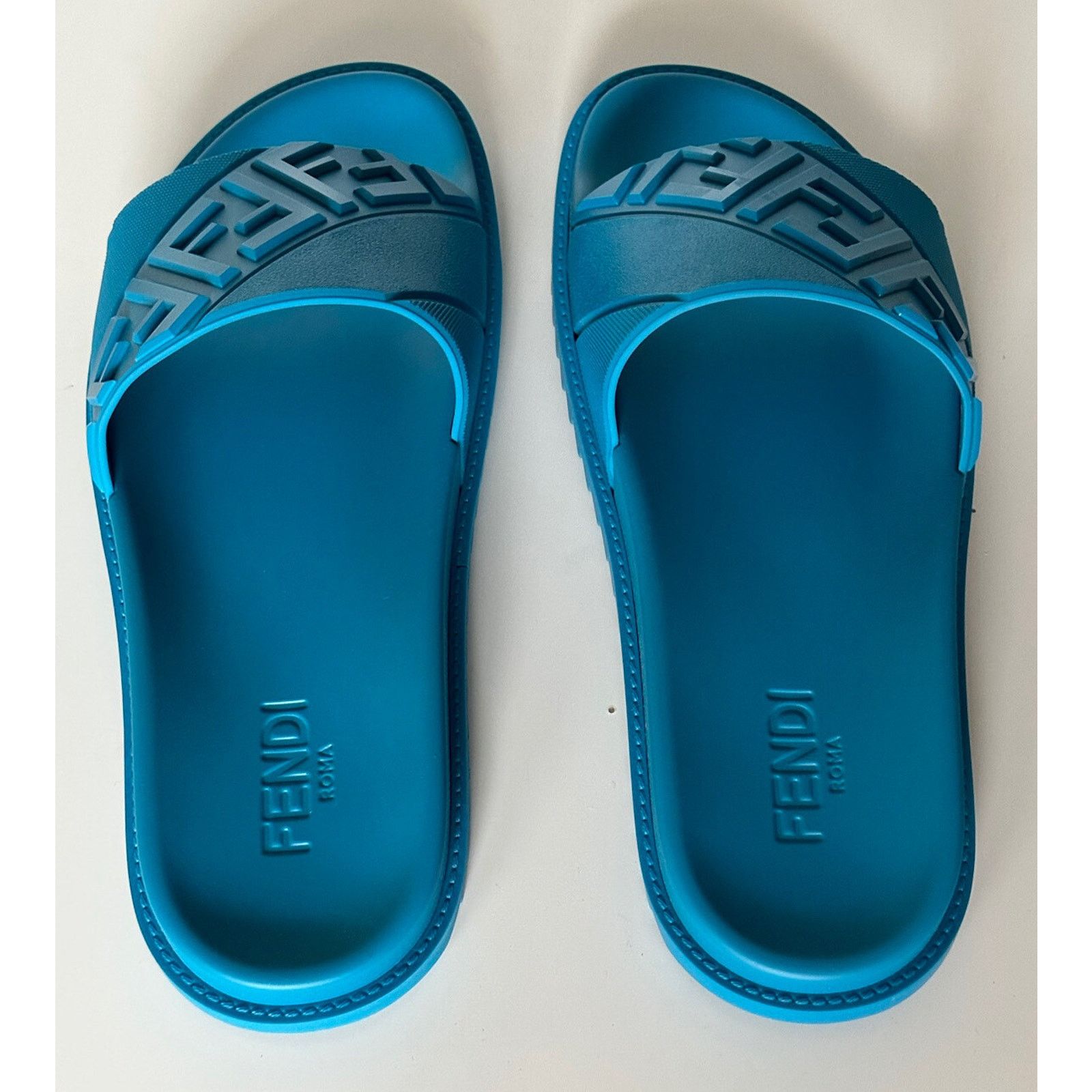 Fendi Fendi Men's FF Rubber Sandals Cyber Blue 13 US/12 UK 7X1377 Size US 13 / EU 46 - 11 Thumbnail