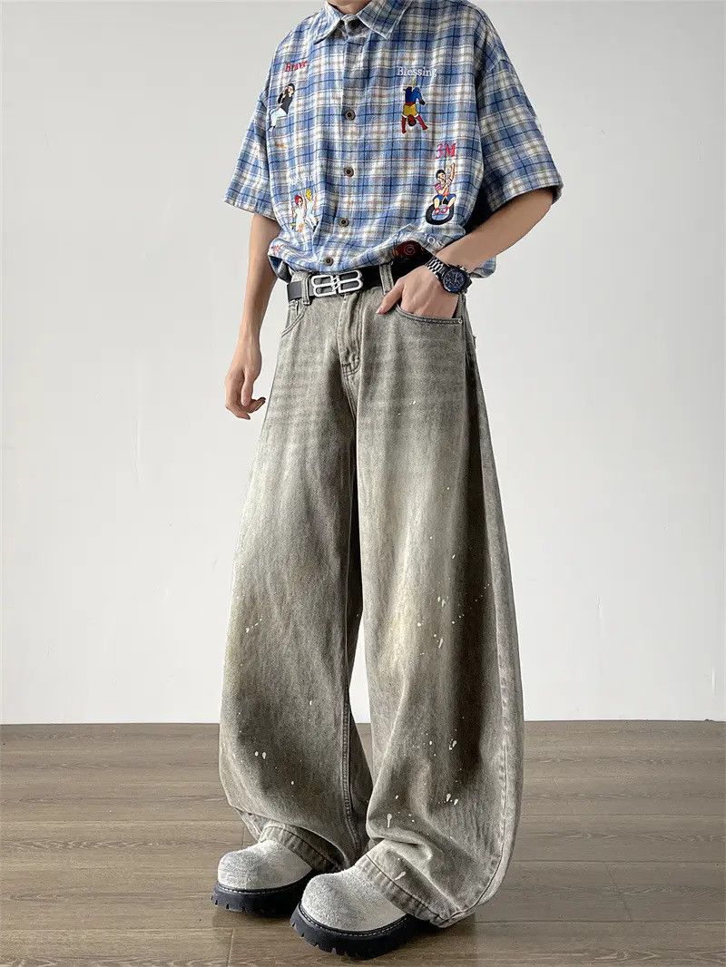 Japanese Brand Retro loose straight leg fringed jeans Size US 32 / EU 48 - 1 Thumbnail