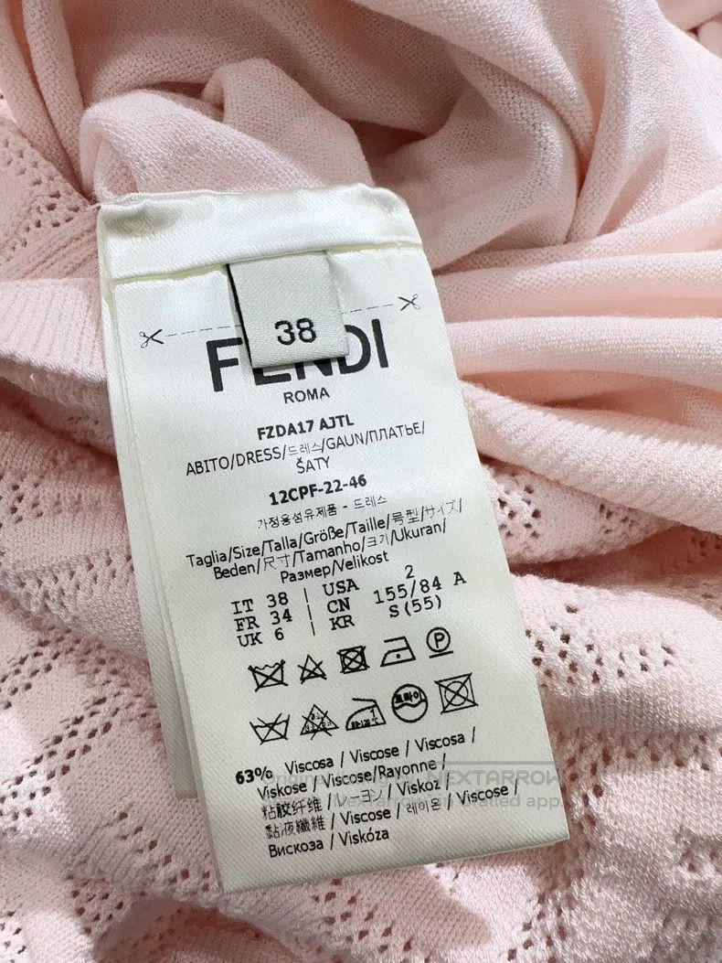 Fendi Fendi Pink Knit Jacquard Logo Camisole Dress Size XS / US 0-2 / IT 36-38 - 9 Thumbnail