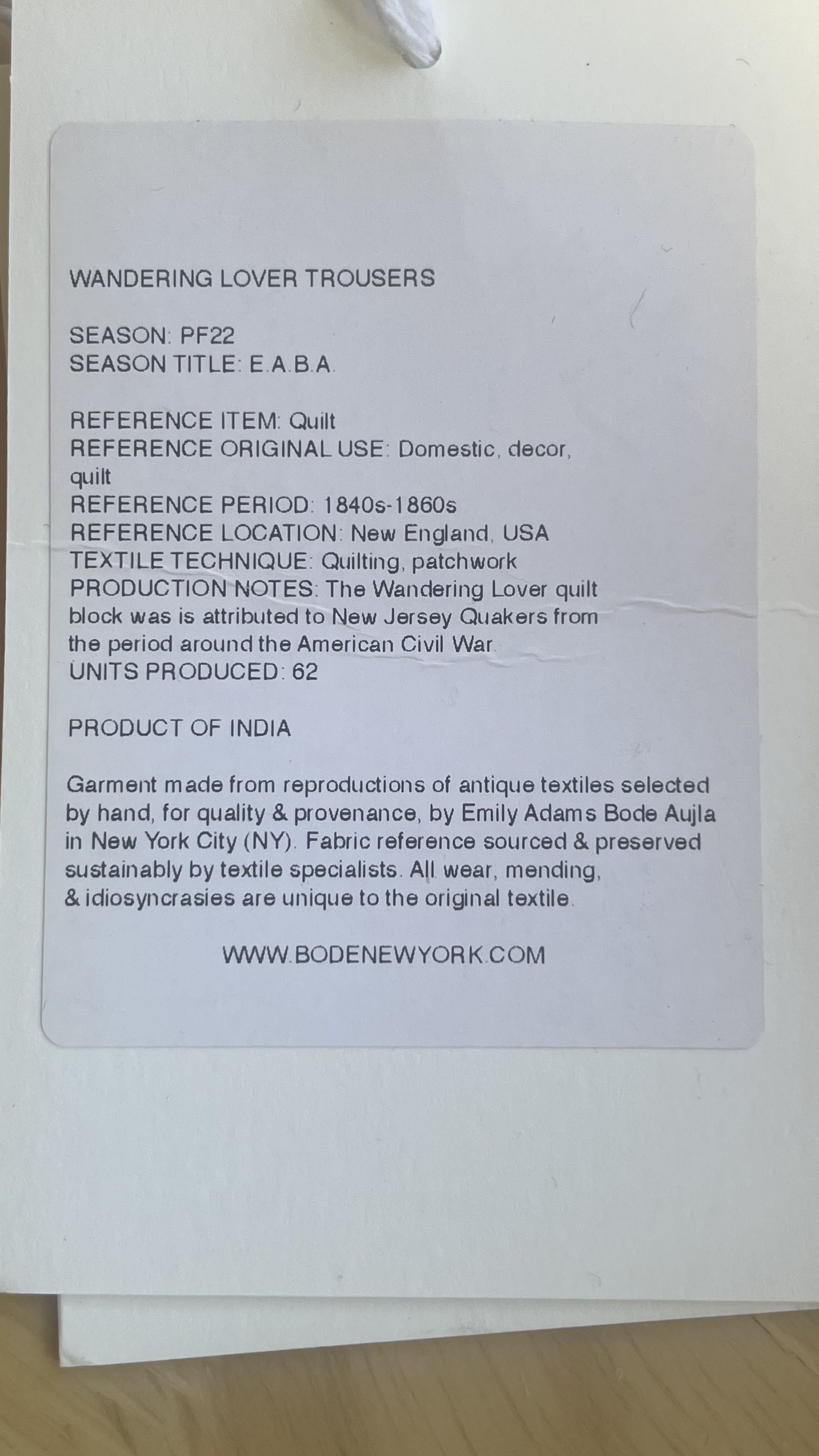Bode Bode Quilted Trousers Size US 32 / EU 48 - 3 Thumbnail