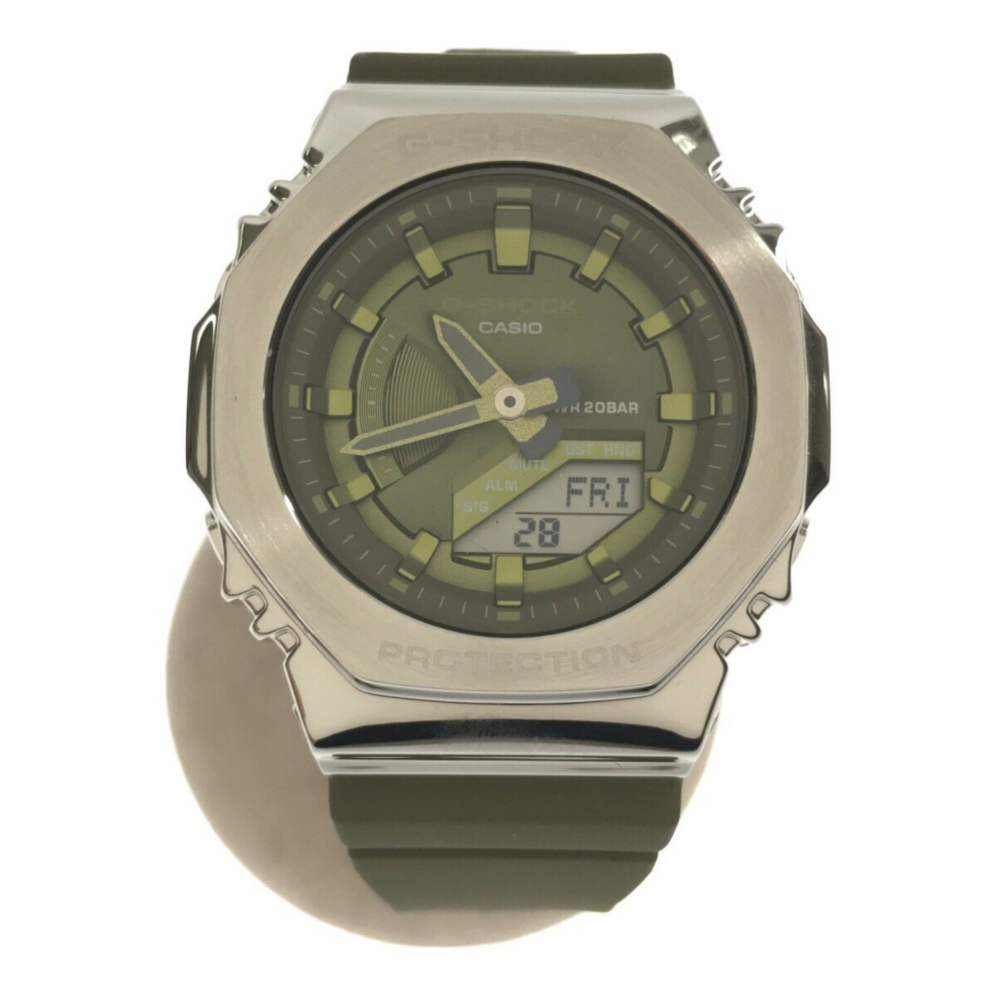 image of Casio G-Shock Gm-S2100-3Ajf Watch Ana-Digi Digital Analyzer Woman Ladies Quartz Khaki Silver Octago