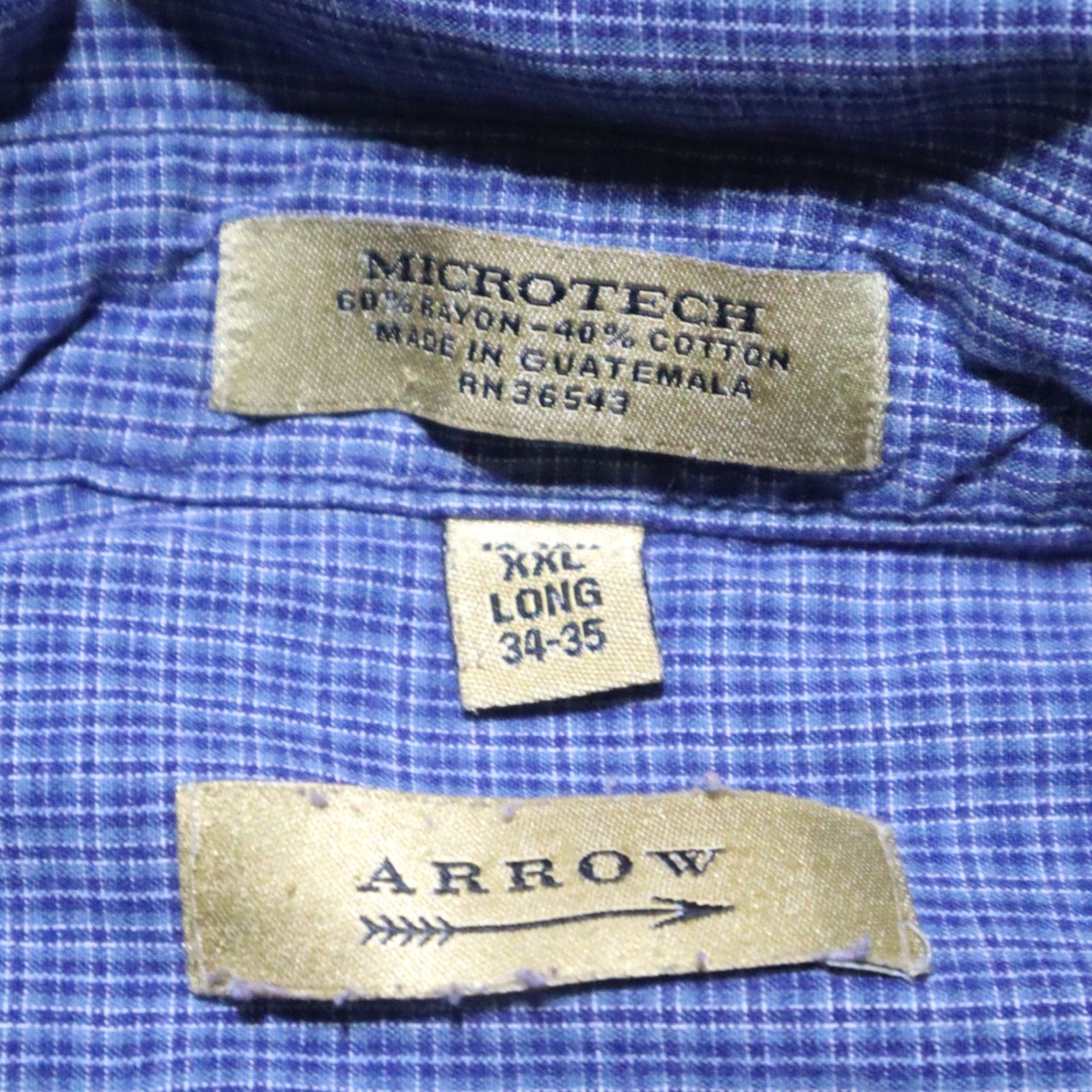 Arrow Arrow Shirt Button-Up Men 2XL Blue Polyester Rayon Casual Long Sleeve 90s Logo Size US XXL / EU 58 / 5 - 3 Thumbnail