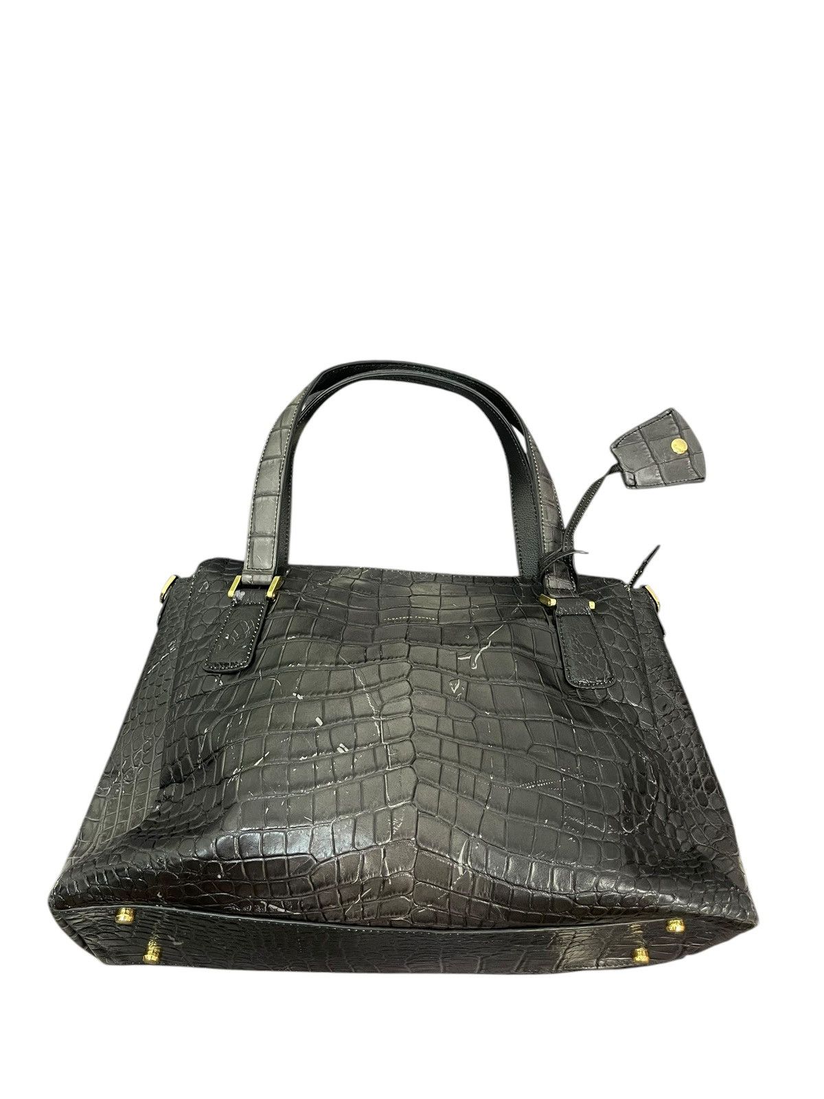 Genuine Leather Crocodile Embossed Patina Leather Jewels Hand Bag 1🟩4 Size ONE SIZE - 5 Thumbnail
