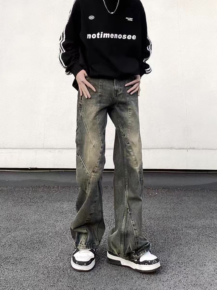 Designer × Jean × Vintage High Street Vintage Washed Spliced Micro Flare Jeans Size US 34 / EU 50 - 3 Thumbnail