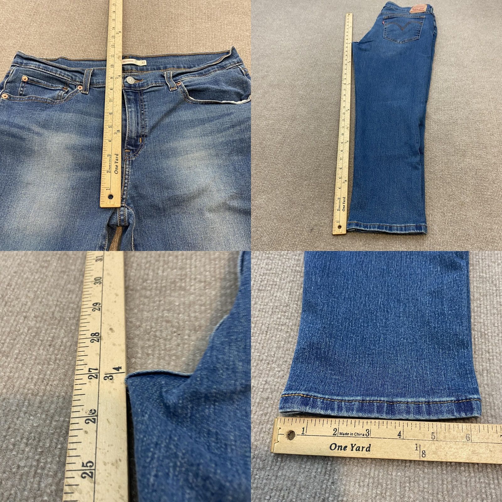 Levi's Womens Levi's Boyfriend Jeans Med Wash Blue Mid Rise Stretch Denim 32 Fits 34x27 Size 24" / US 00 / IT 34 - 8 Thumbnail