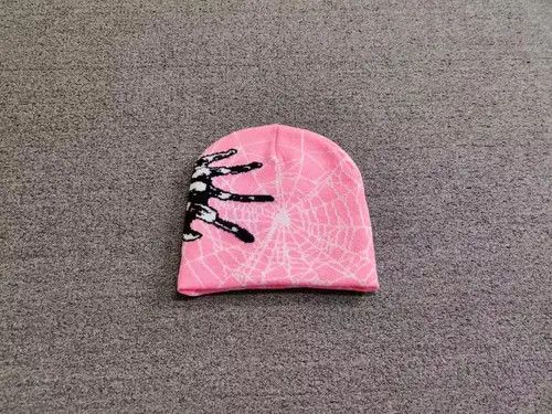 Other Spider Web Graphic No Cuff Beanie Hat Pink Size ONE SIZE - 2 Thumbnail