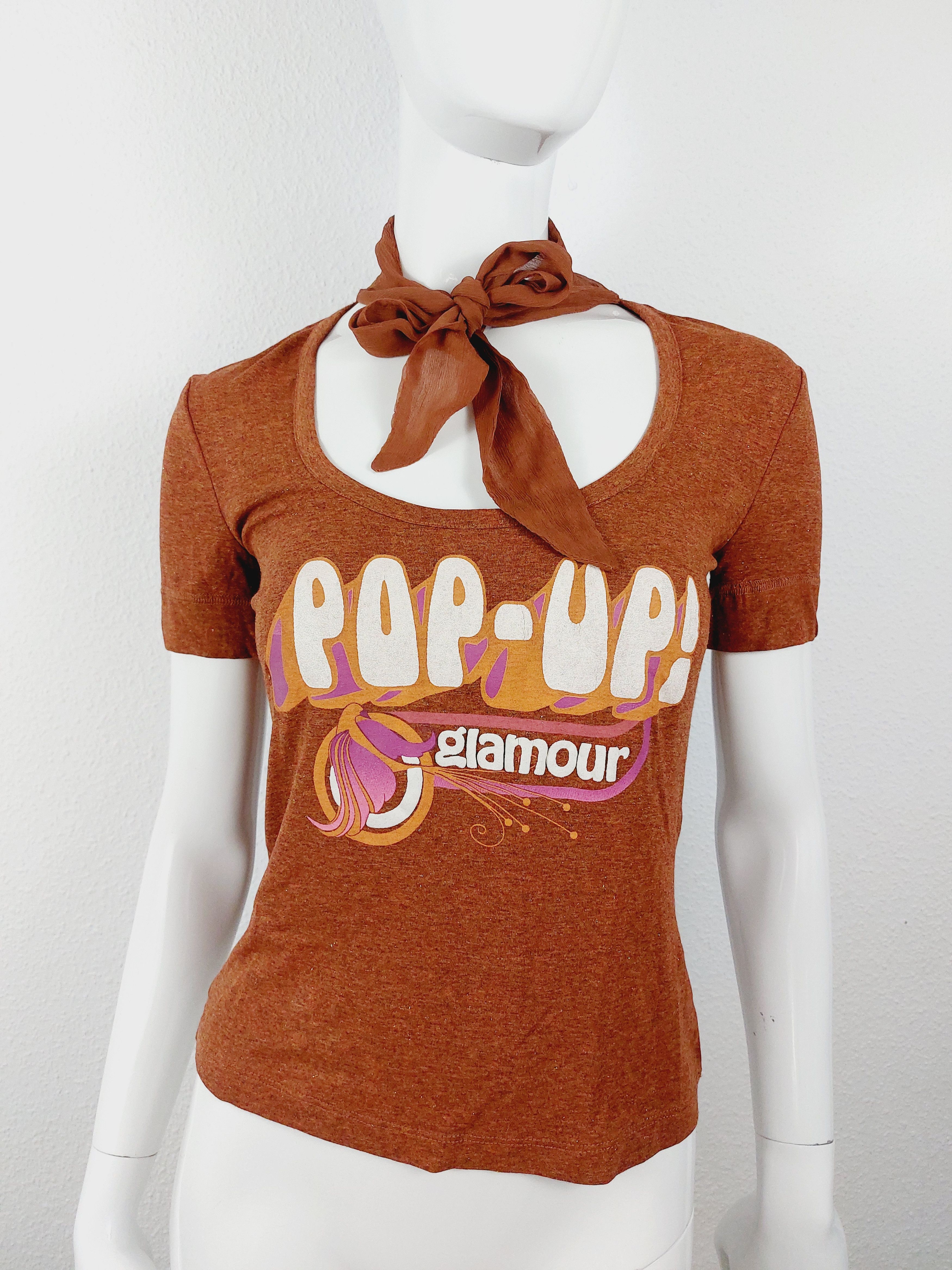 Dolce & Gabbana D&G Dolce & Gabbana Pop-Up Glamour Silk Tie Top T-Shirt Size M / US 6-8 / IT 42-44 - 1 Thumbnail