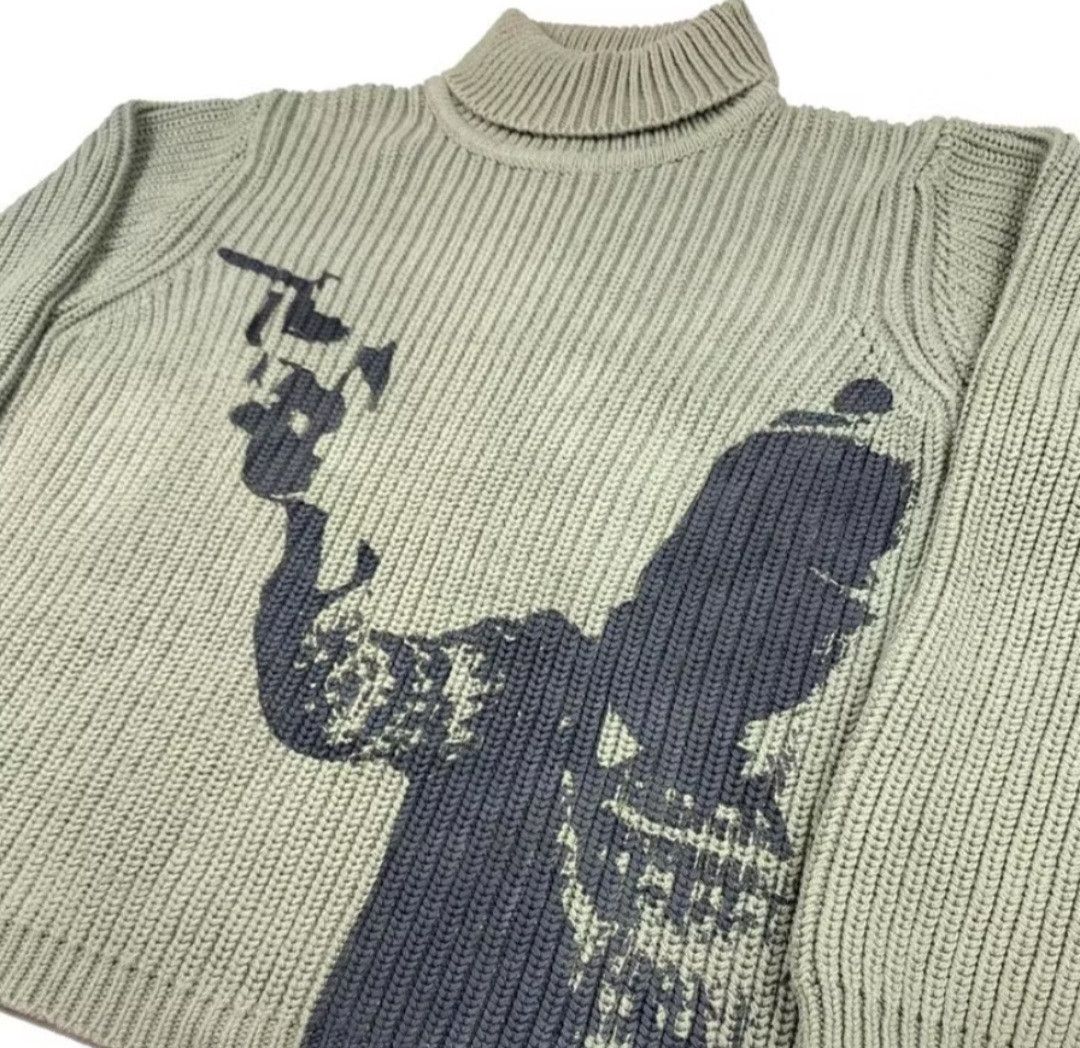 Japanese Brand × PPFM Harajuku green streetwear turtle neck sweater Size US M / EU 48-50 / 2 - 3 Thumbnail