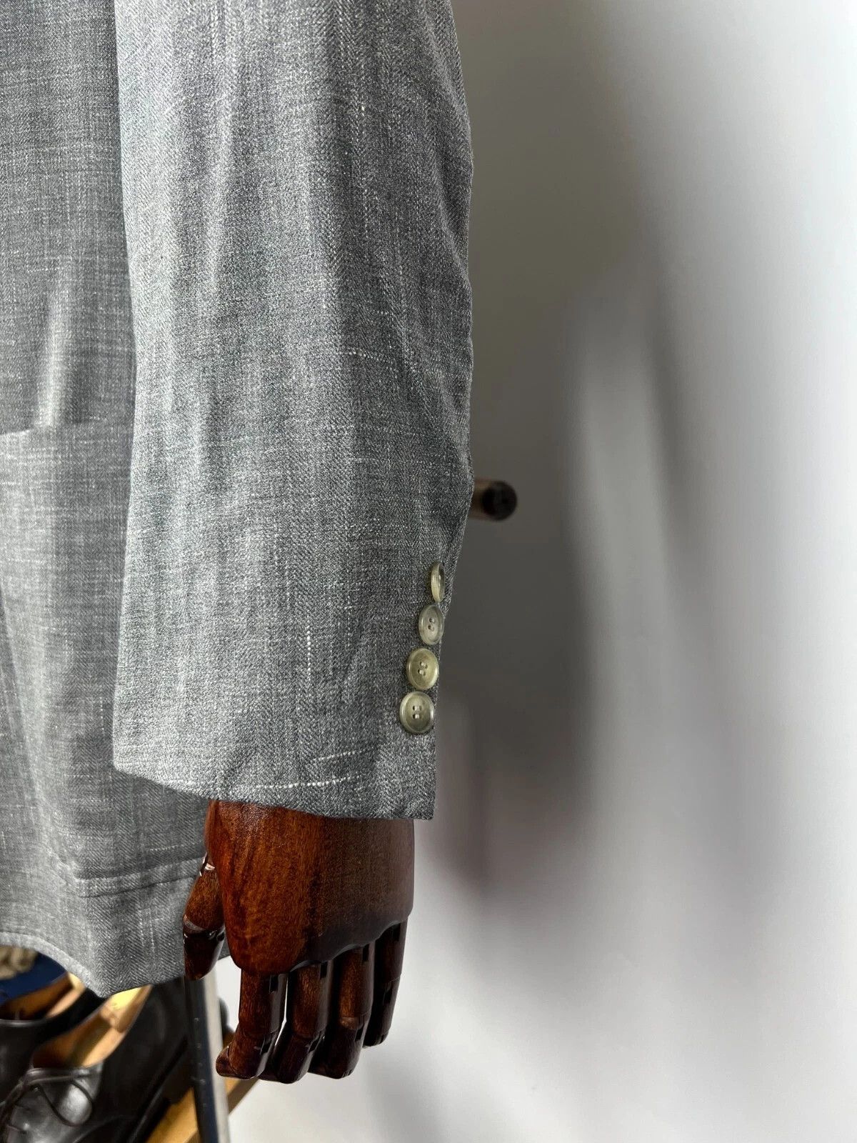 Burberry Burberry London Men's Grey Half Lined Wool Linen Silk Blazer Size 46R - 3 Thumbnail