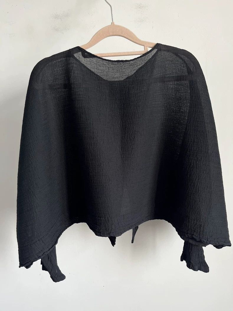 Issey Miyake issey miyake size:one size Black chiffon coat 2505-Nextarr Size XXS / US 00 / IT 34 - 2 Thumbnail