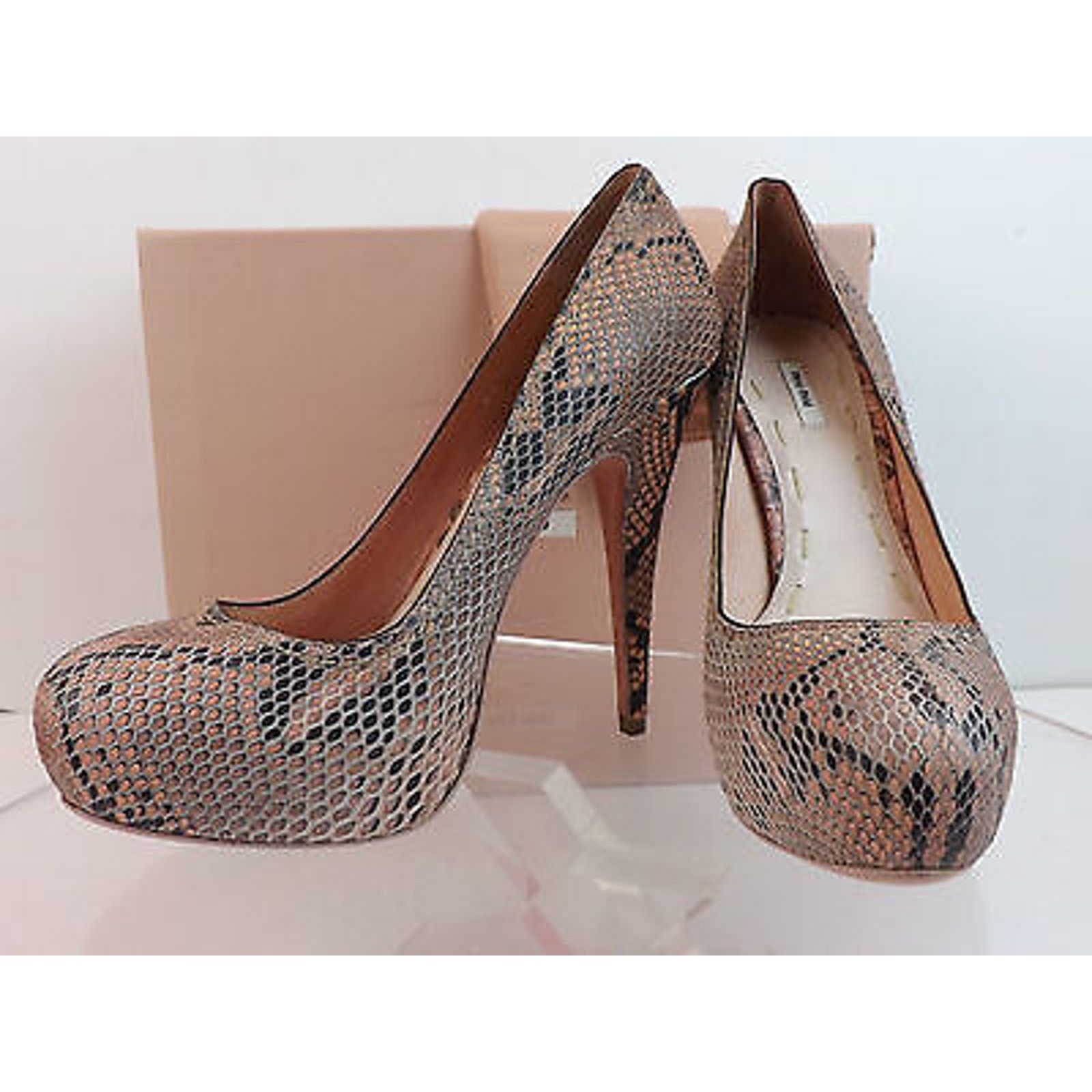Miu Miu WASHED DUSTY PINK LEATHER PYTHON PLATFORM CLASSIC PUMPS 38.5 Size US 8.5 / IT 38.5 - 1 Thumbnail