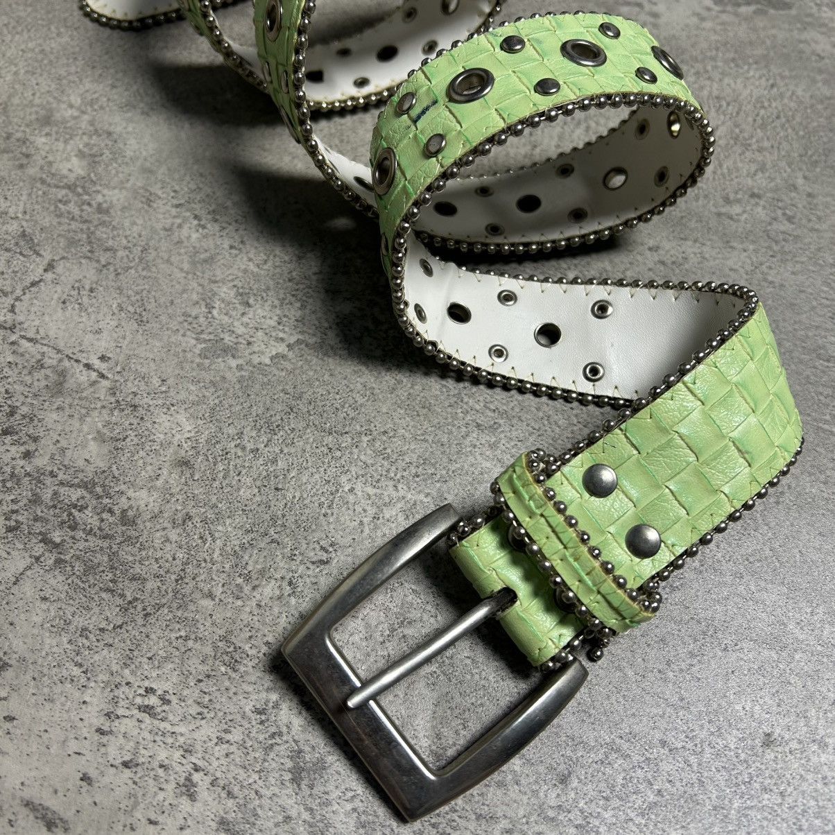 Japanese Brand Vintage Y2k Studed Belt Leather Crocodile Size ONE SIZE - 2 Thumbnail