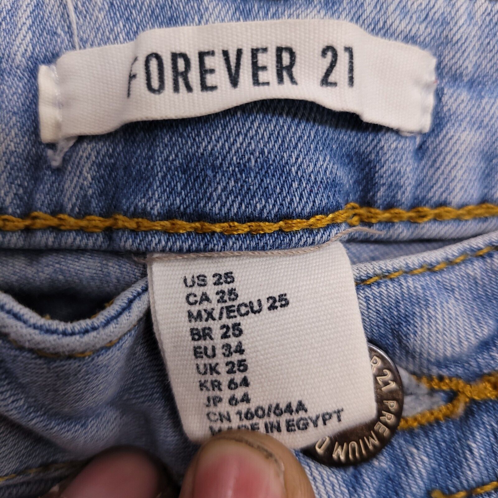 Forever 21 Forever 21 Button Zip Casual Denim Jeans Womens Size 25 Blue Size 23" - 3 Thumbnail