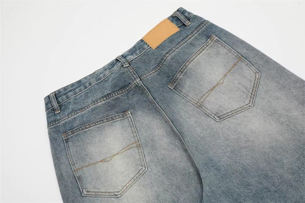 Japanese Brand × Jean Men's loose distressed washed denim wide-leg pants Size US 34 / EU 50 - 6 Thumbnail