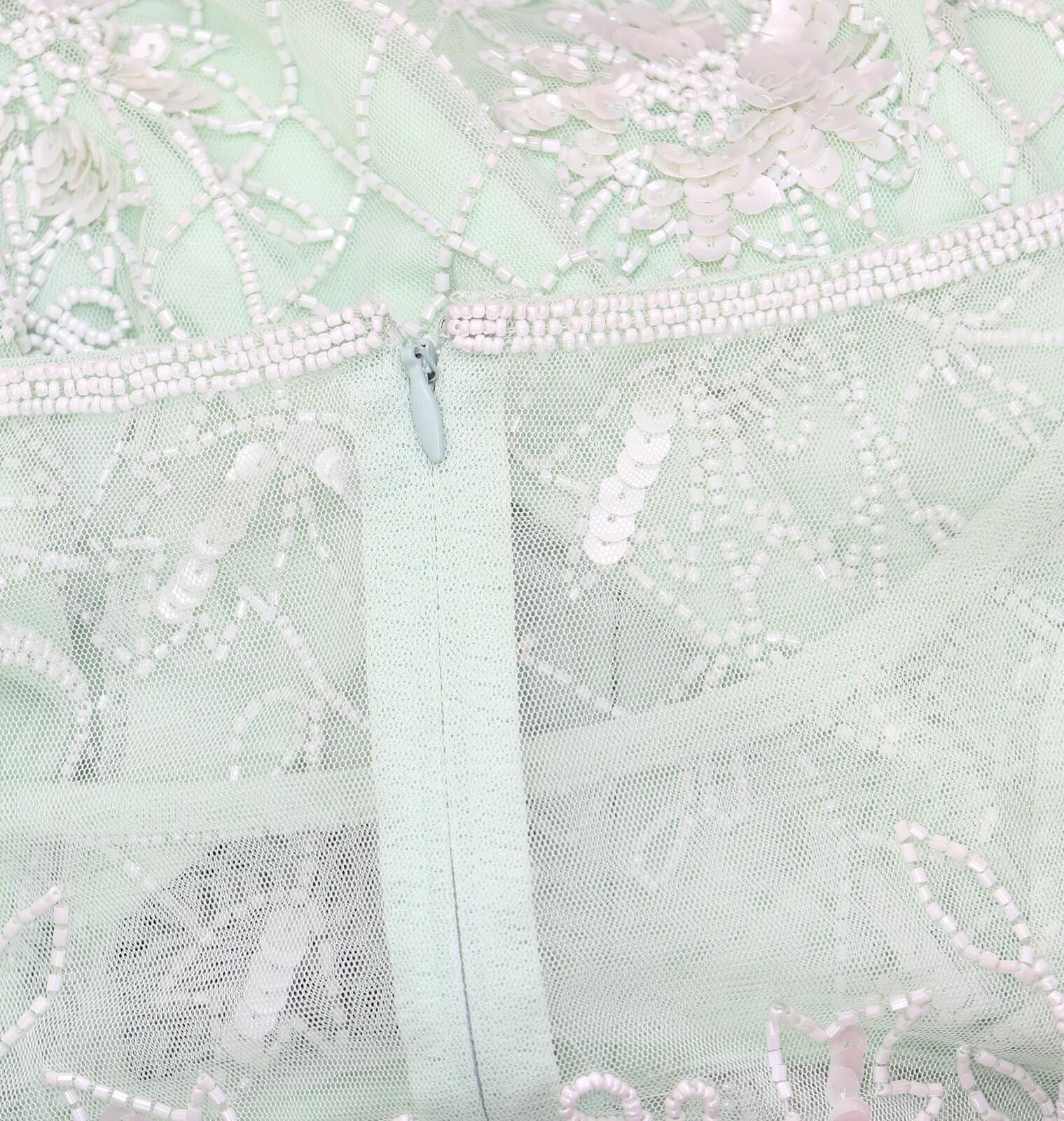 Other Adrianna Papell Midi Dress Gown Aloe Mist Green / Ivory 14 Size XL / US 12-14 / IT 48-50 - 8 Thumbnail