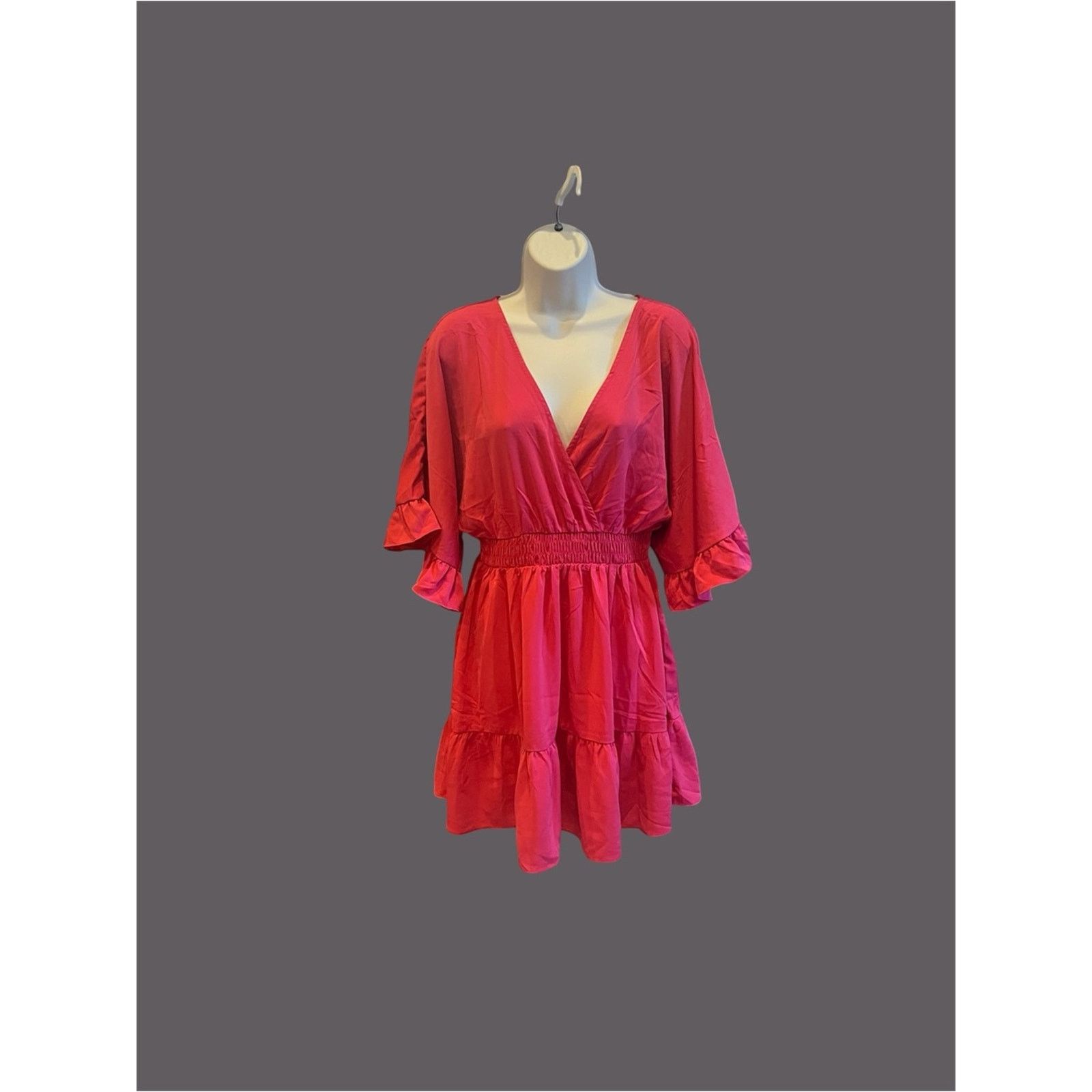 & Other Stories Women’s Hot Pink V-Neck Mini Dress – Size S – NWOT Size S / US 4 / IT 40 - 2 Thumbnail