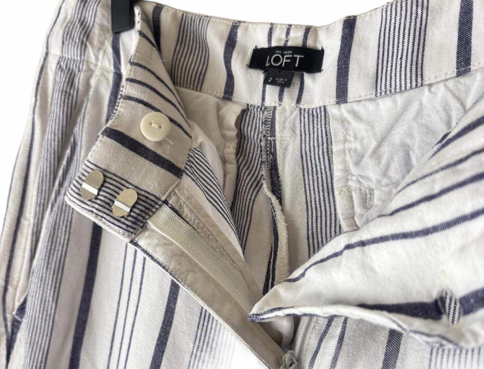 Other Ann Taylor LOFT Pants Stripe White Blue Size 26" / US 2 / IT 38 - 6 Thumbnail