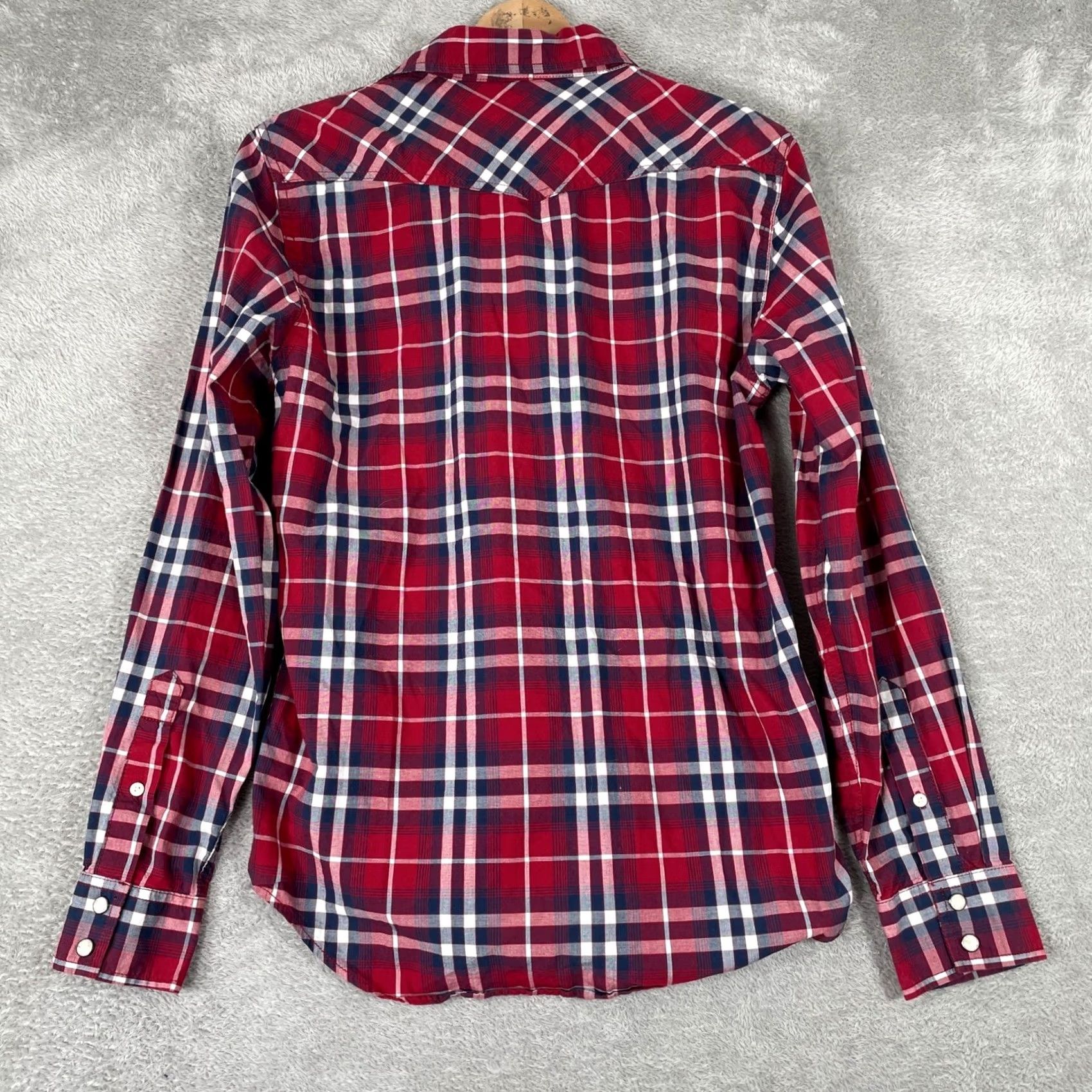 American Eagle Outfitters American Eagle Western Shirt Mens Small Red Plaid Pearl Snap Vintage Fit Cotton Shirt Size US S / EU 44-46 / 1 - 2 Thumbnail