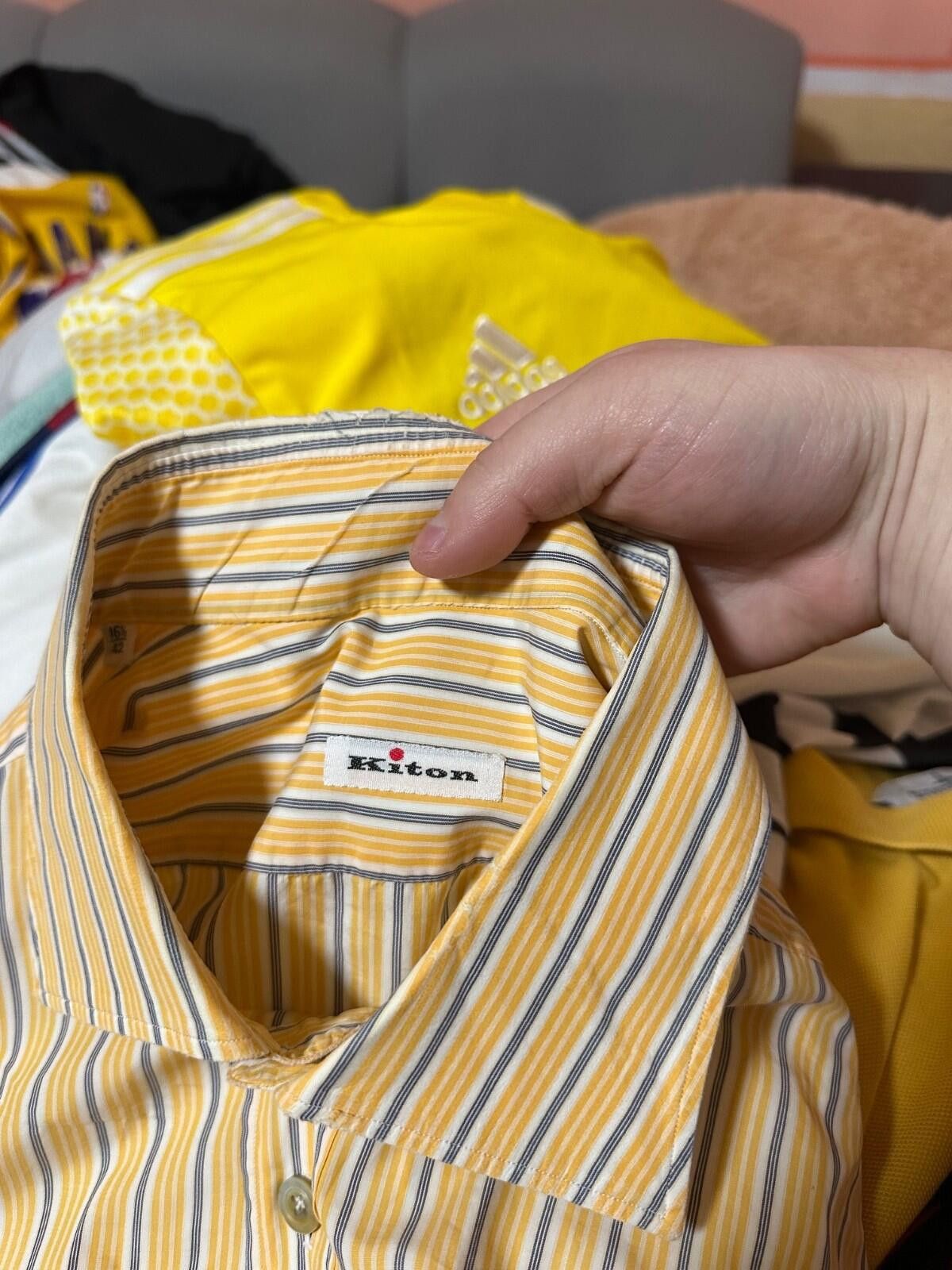 Kiton Kiton Stripe Print Button Up Shirt Men's Size 16.5/42 Size US L / EU 52-54 / 3 - 6 Thumbnail