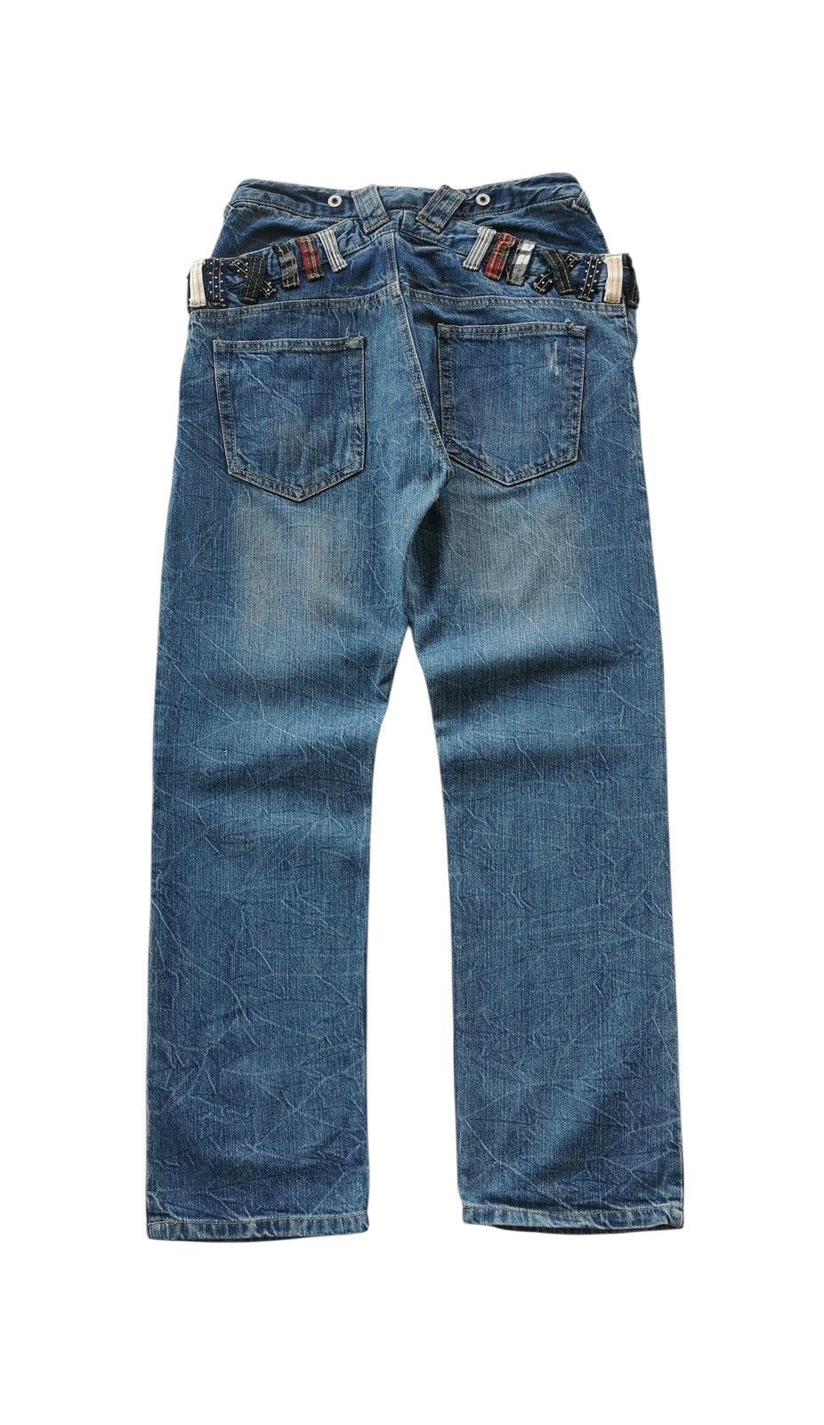 PPFM Double Waist Distressed Whiskering Denim Jeans Size US 28 / EU 44 - 2 Thumbnail