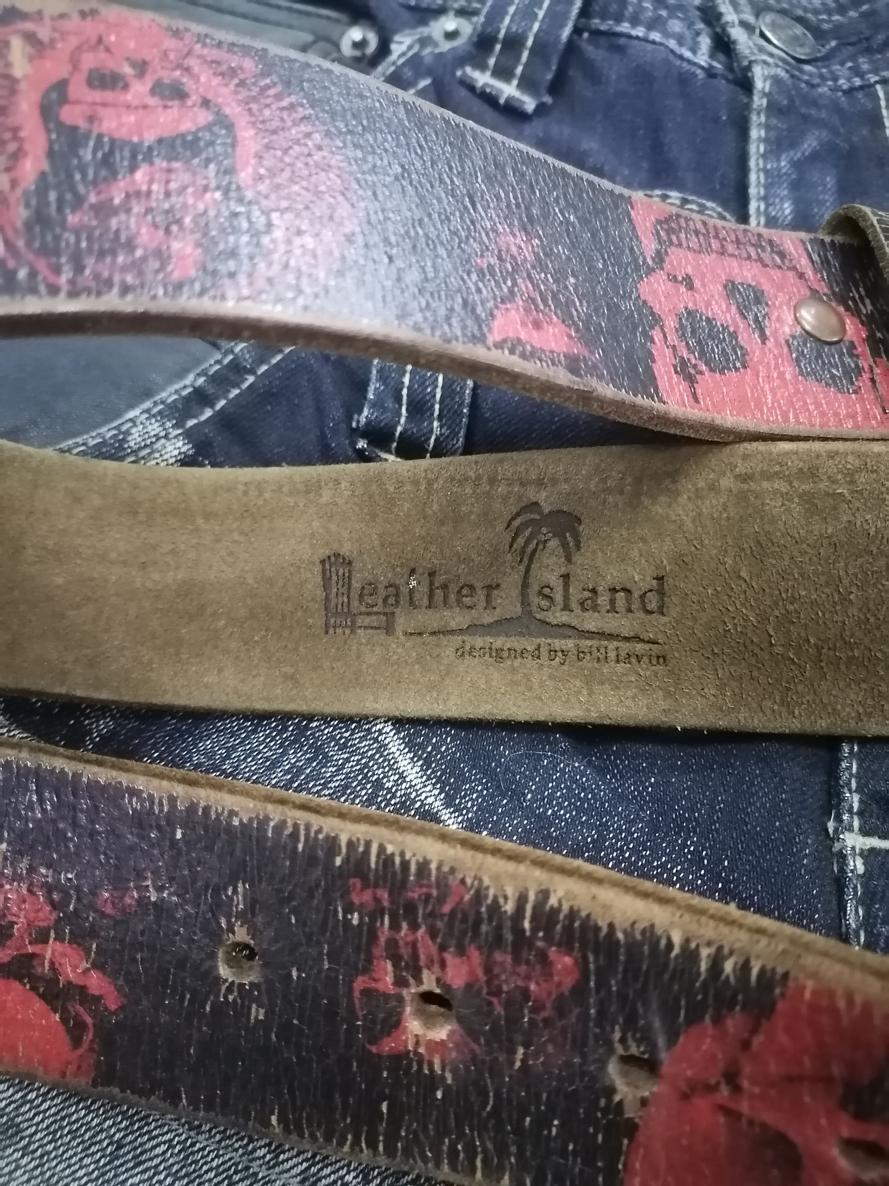 Designer × Genuine Leather Leather Island Designed By Bill Lavin Skull Print Belts Size ONE SIZE - 5 Thumbnail
