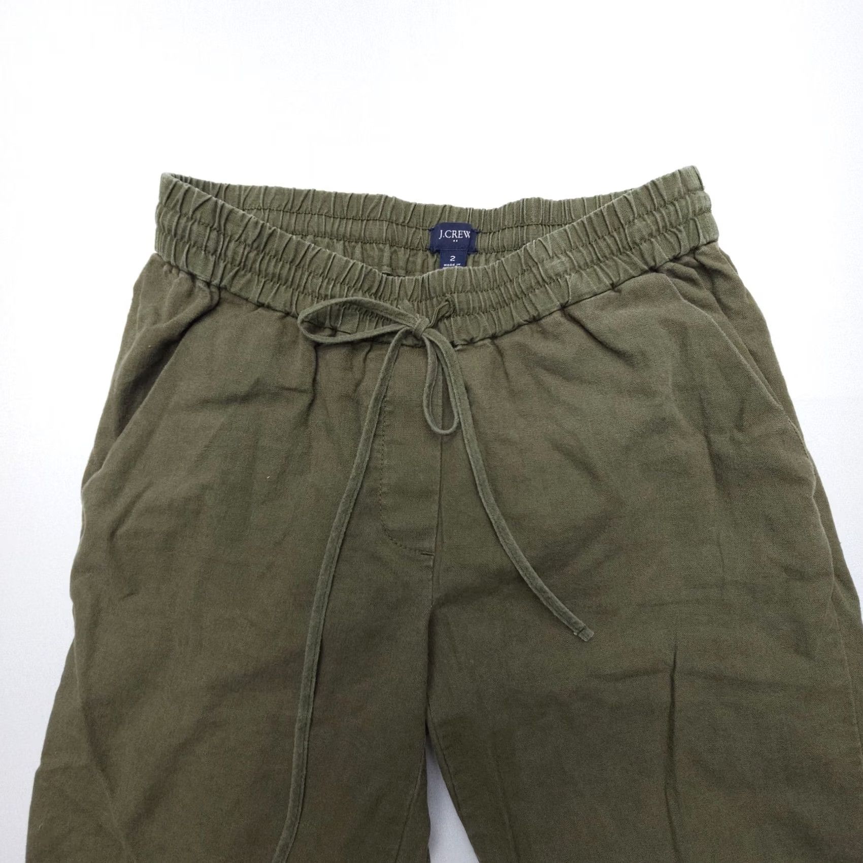 J.Crew J.CREW Linen Cotton Cropped Joggers Pants Womens 2 Green Pull On Casual 90s Theme USA Size 26" / US 2 / IT 38 - 5 Thumbnail