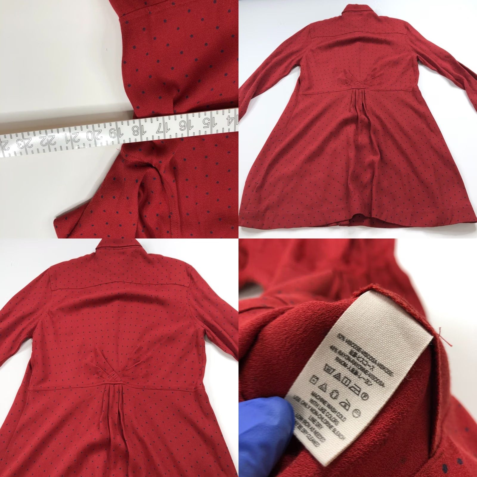 Free People Free People Tunic Shirt Long Sleeve Button Polka Dot Red Women's Large Viscose Rayon Modern Classic Size L / US 10 / IT 46 - 8 Thumbnail