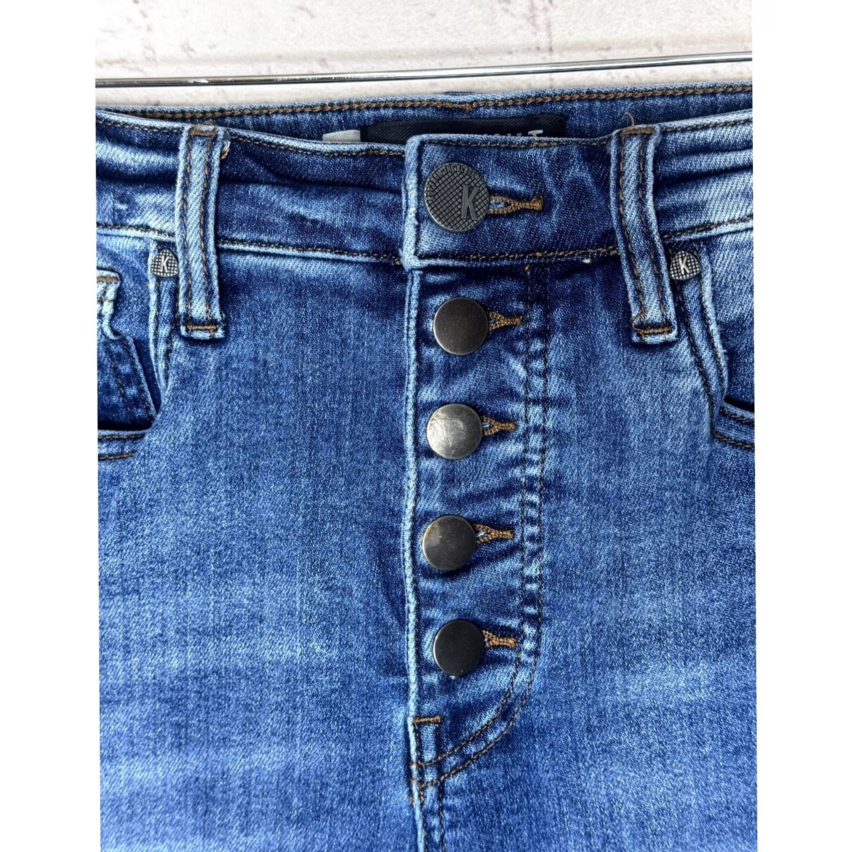 Vintage Kut From The Kloth Women's Blue Denim Jeans Distressed Button Fly Size 0 Size 25" / US 0 / IT 36 - 3 Thumbnail
