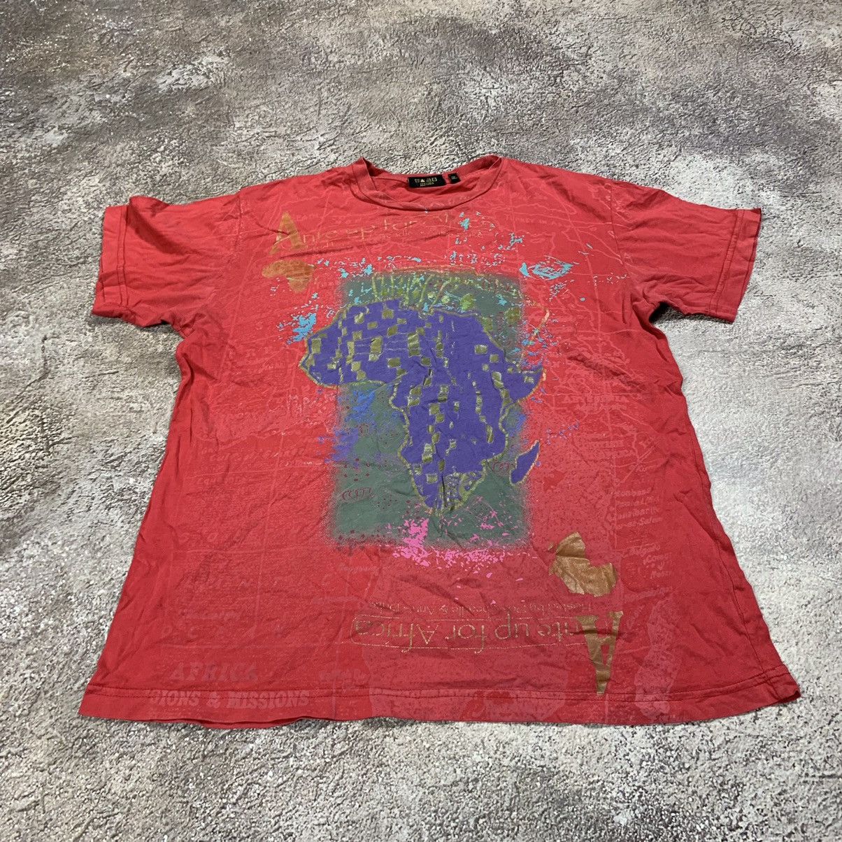 Vintage Vintage Y2K Sun Faded Graphic Tee Streetwear Art Red Baggy M Size US M / EU 48-50 / 2 - 2 Thumbnail