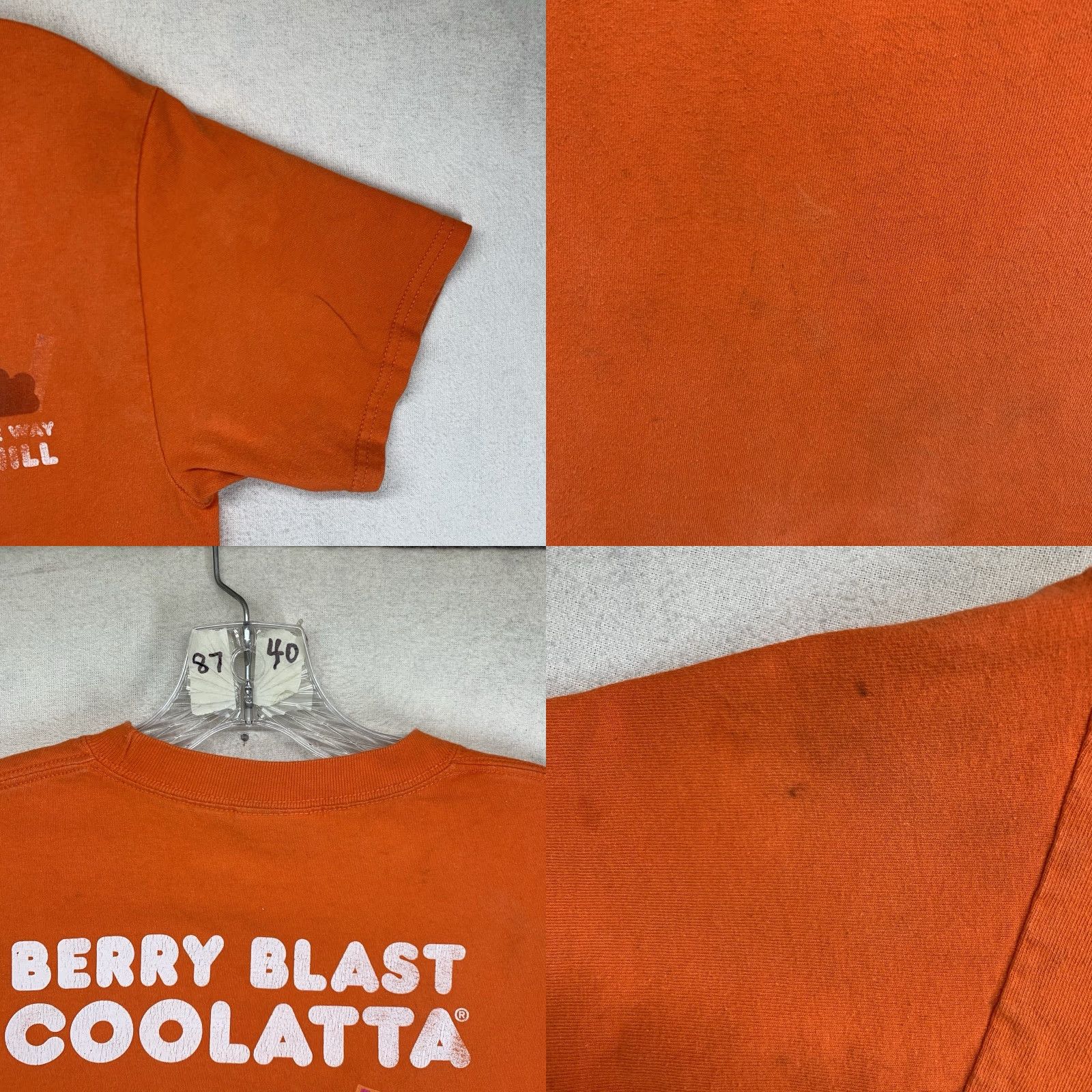 Port & Company VINTAGE Dunkin' Donuts T-Shirt Unisex Adults Small Cotton Orange Graphic Print 2020s Promotional Limited Edition Size US S / EU 44-46 / 1 - 8 Thumbnail