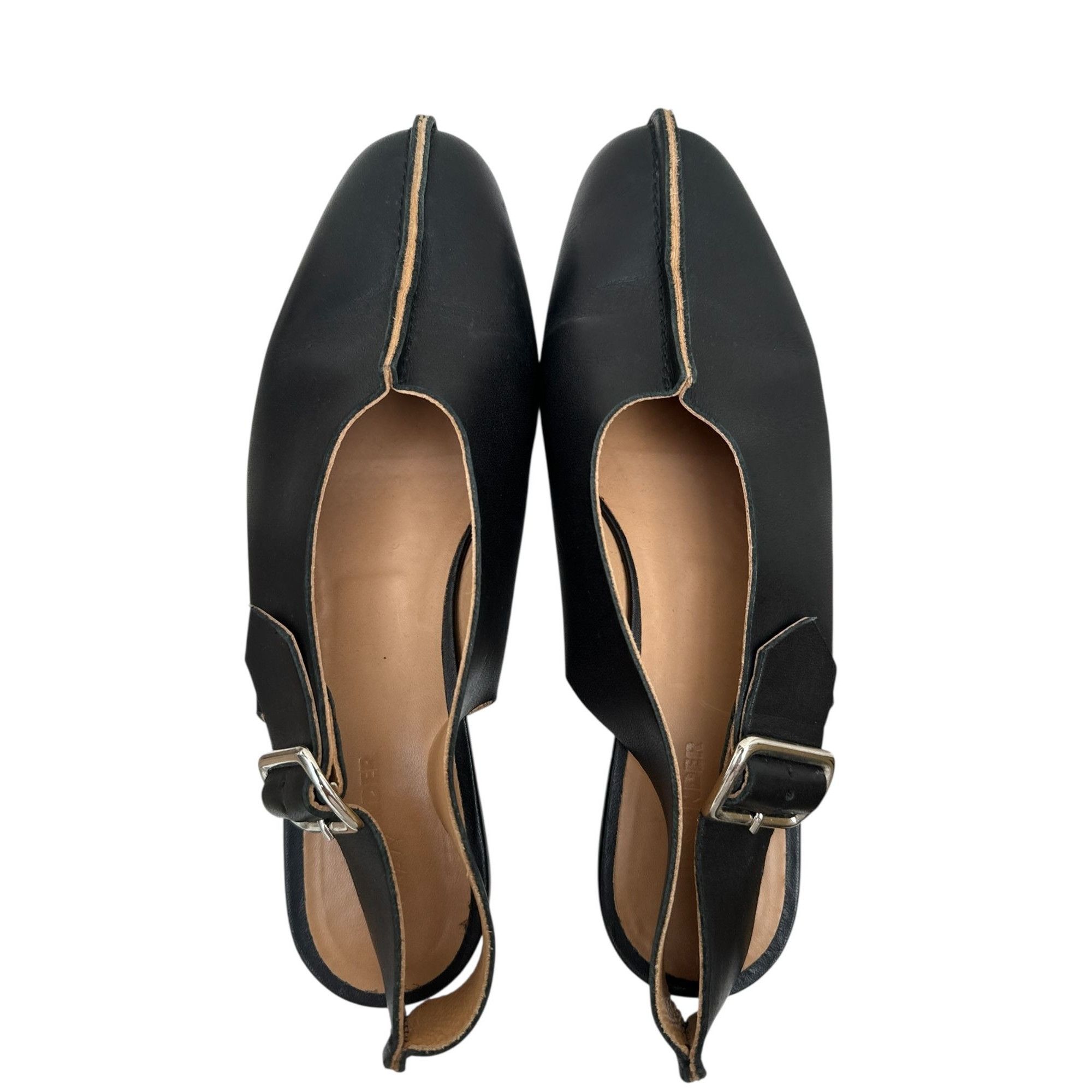 Jil Sander Black Leather Flat Shoes Size US 9 / IT 39 - 3 Thumbnail