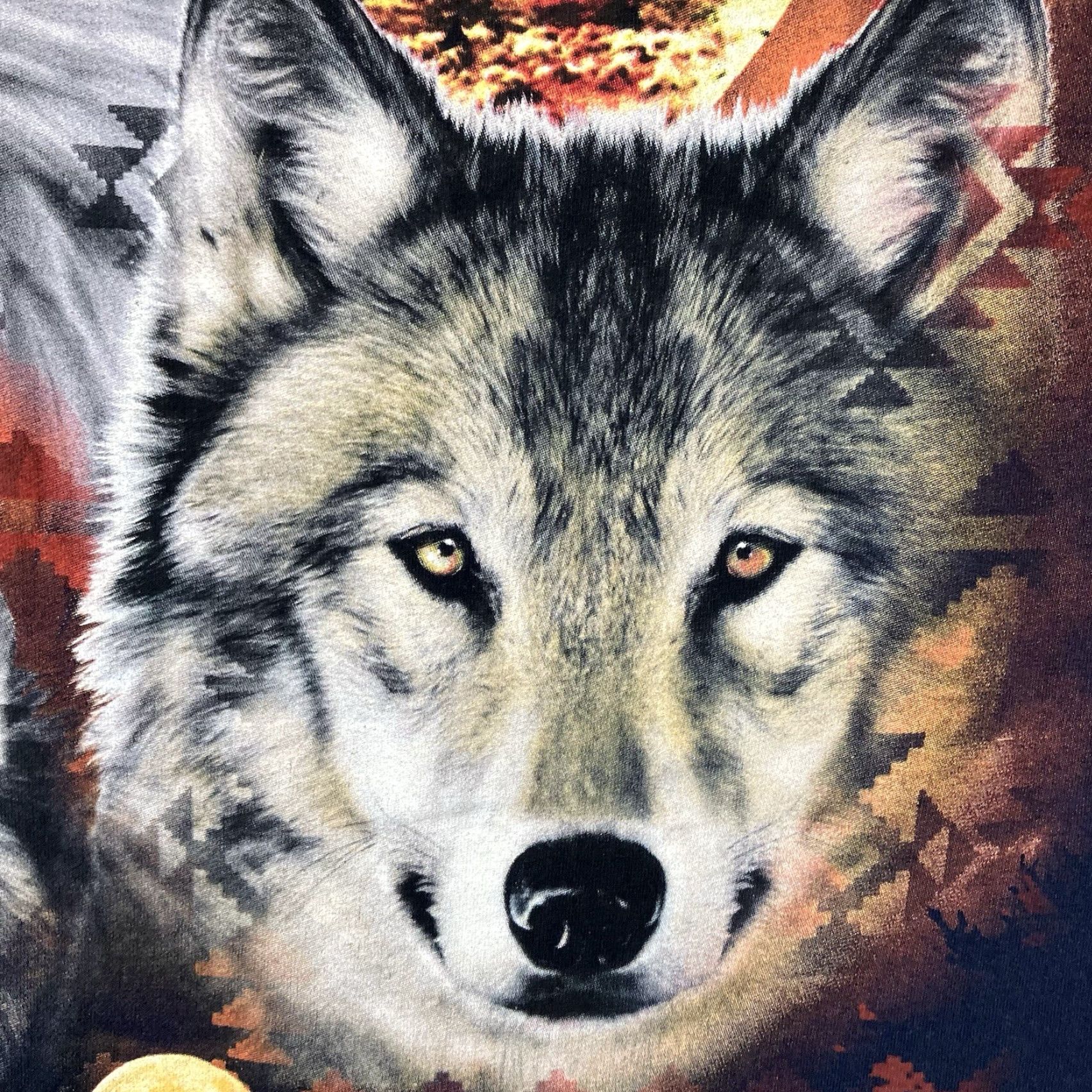 Fruit Of The Loom Fruit of the Loom Graphic T-Shirt Men Large Dark Navy 90s Nature Wolf Eagle Retro Slim Fit Size US L / EU 52-54 / 3 - 6 Thumbnail