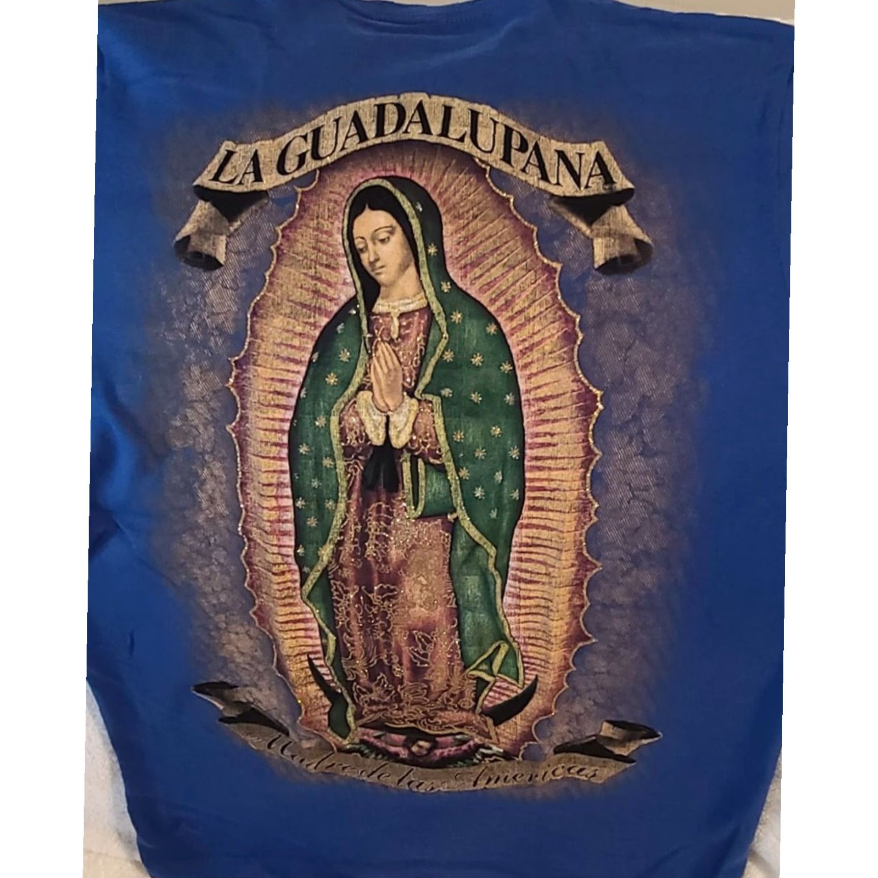 Vintage Guadalupe La Guadalupana Mens Blue Extra Large XL Cotton T-Shirt Size US L / EU 52-54 / 3 - 2 Thumbnail