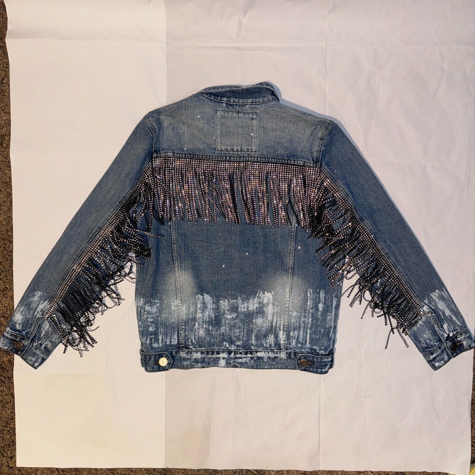 Reason Reasons Denim Cowgirl Jacket - M - Rhinestone Tassel Paint S Size M / US 6-8 / IT 42-44 - 9 Thumbnail