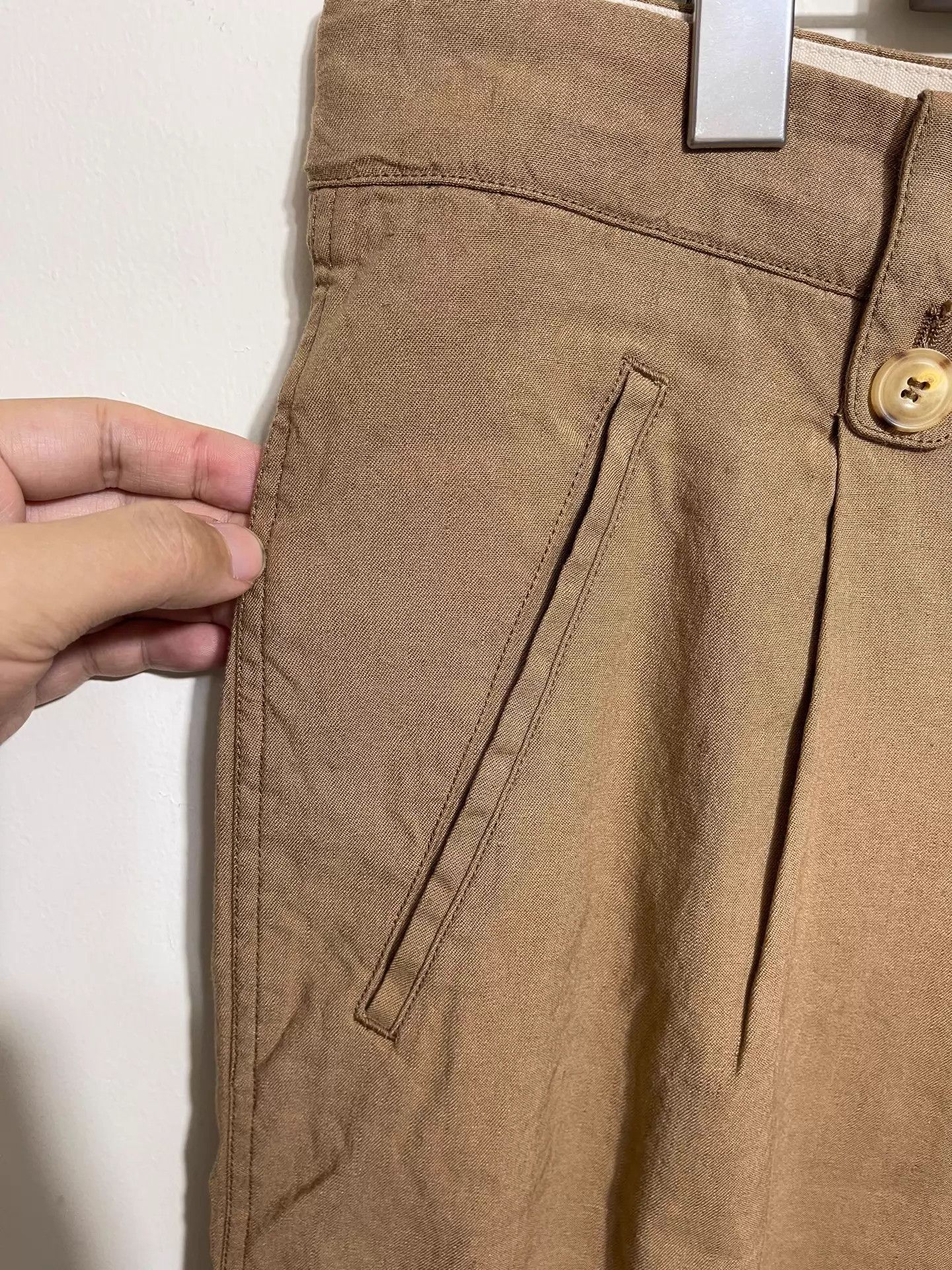 Giorgio Armani Giorgio Armani High-Waisted Linen-Blend Short 56 Brown Size US 40 / EU 56 - 3 Thumbnail