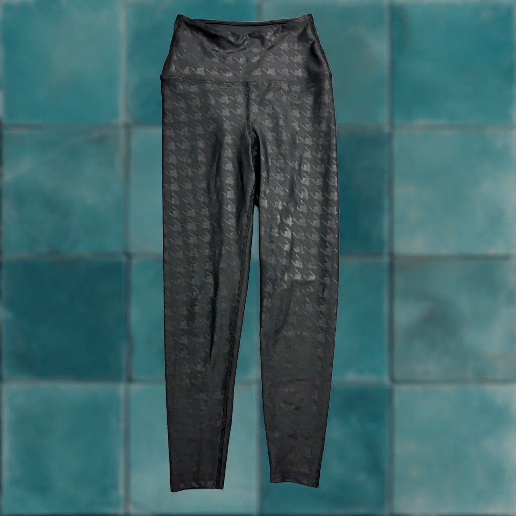 Vintage VINTAGE Year Of Ours Leggings Women's XS Black Houndstooth Ankle Stretch Made In USA Size 26" / US 2 / IT 38 - 1 Thumbnail