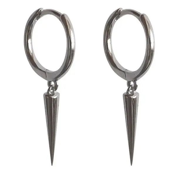 Jewelry × Other 925 Silver Plated Geometry Triangle Cone Earrings for Men Size ONE SIZE - 3 Thumbnail