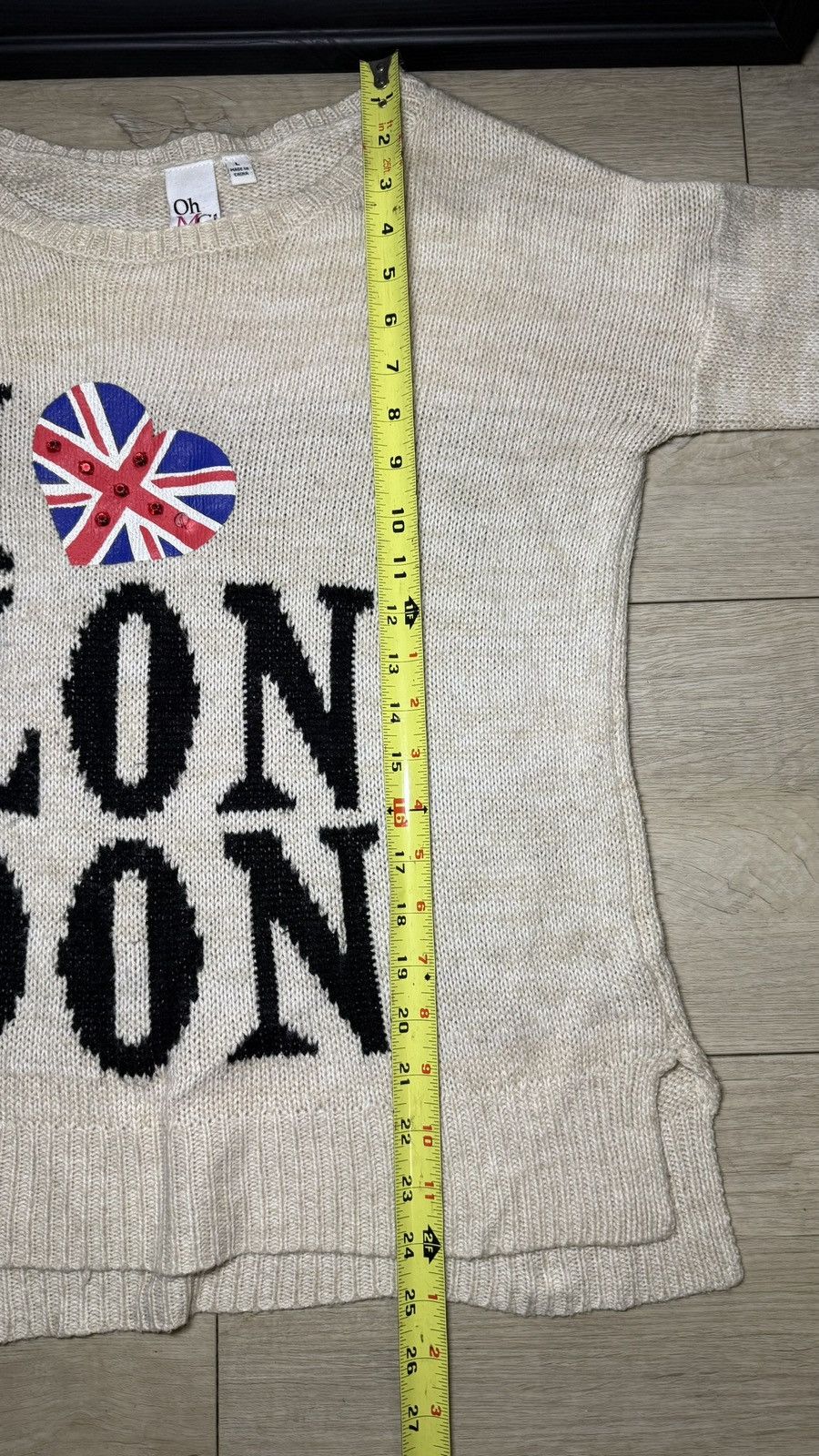 Affliction Y2K 2000s Women’s Oh Mg! I Love London Cream Knitted Sweater Size L / US 10 / IT 46 - 4 Thumbnail