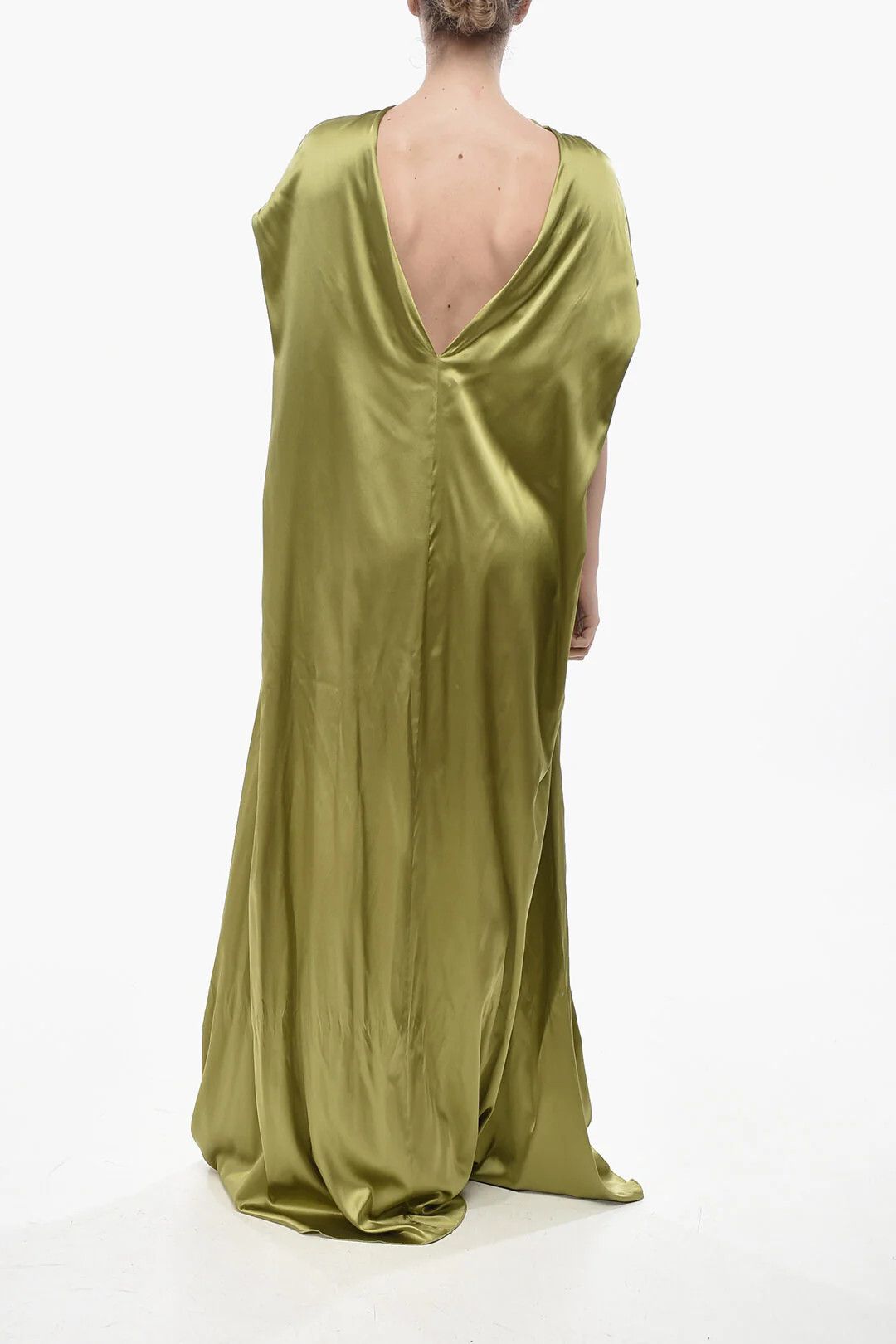 Dries Van Noten og1mm0426 Silk Satin Kaftan in Green Size S / US 4 / IT 40 - 2 Thumbnail