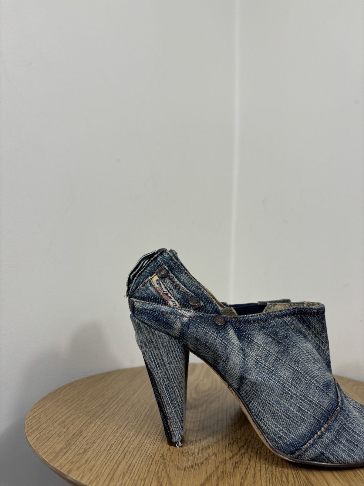 Diesel Vintage Diesel Y2K Denim Division Peep Toe Mules Heel Shoes Size US 7 / IT 37 - 8 Thumbnail